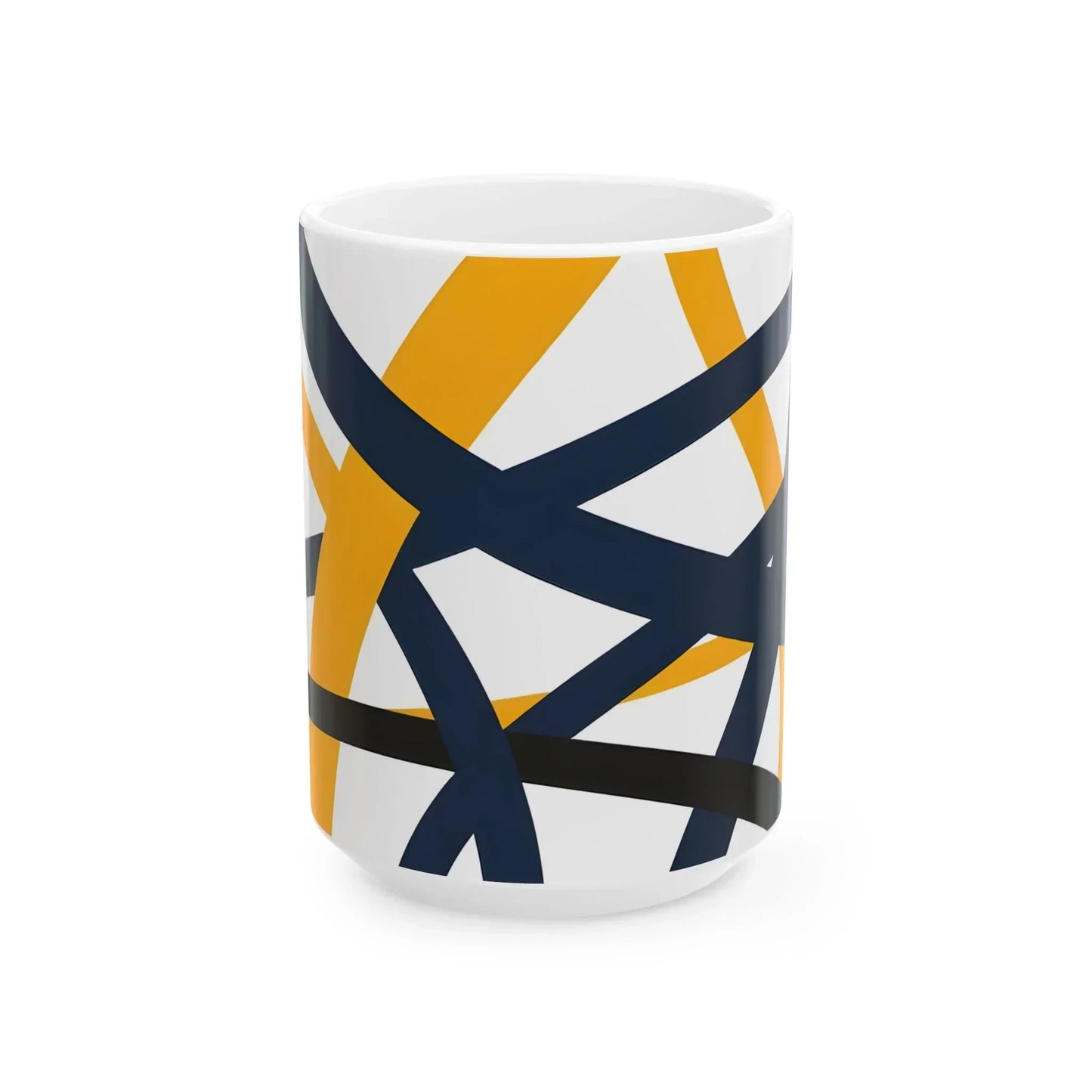 Navy Blue and Orange Smoke Pattern Ceramic Mug - KarArmDesign