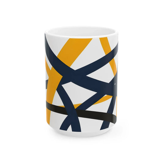 Navy Blue and Orange Smoke Pattern Ceramic Mug - KarArmDesign