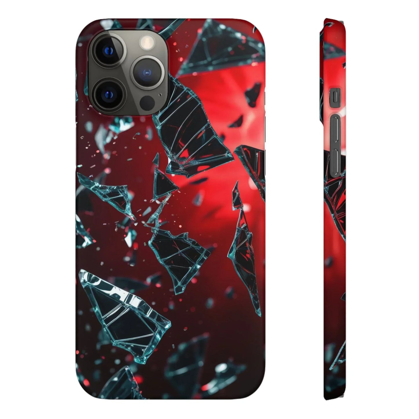 "Crimson Impact" Realistic Glass Shard Snap Phone Case for iPhone 7-16 and Samsung Galaxy S10-S24 Models - KarArmDesign