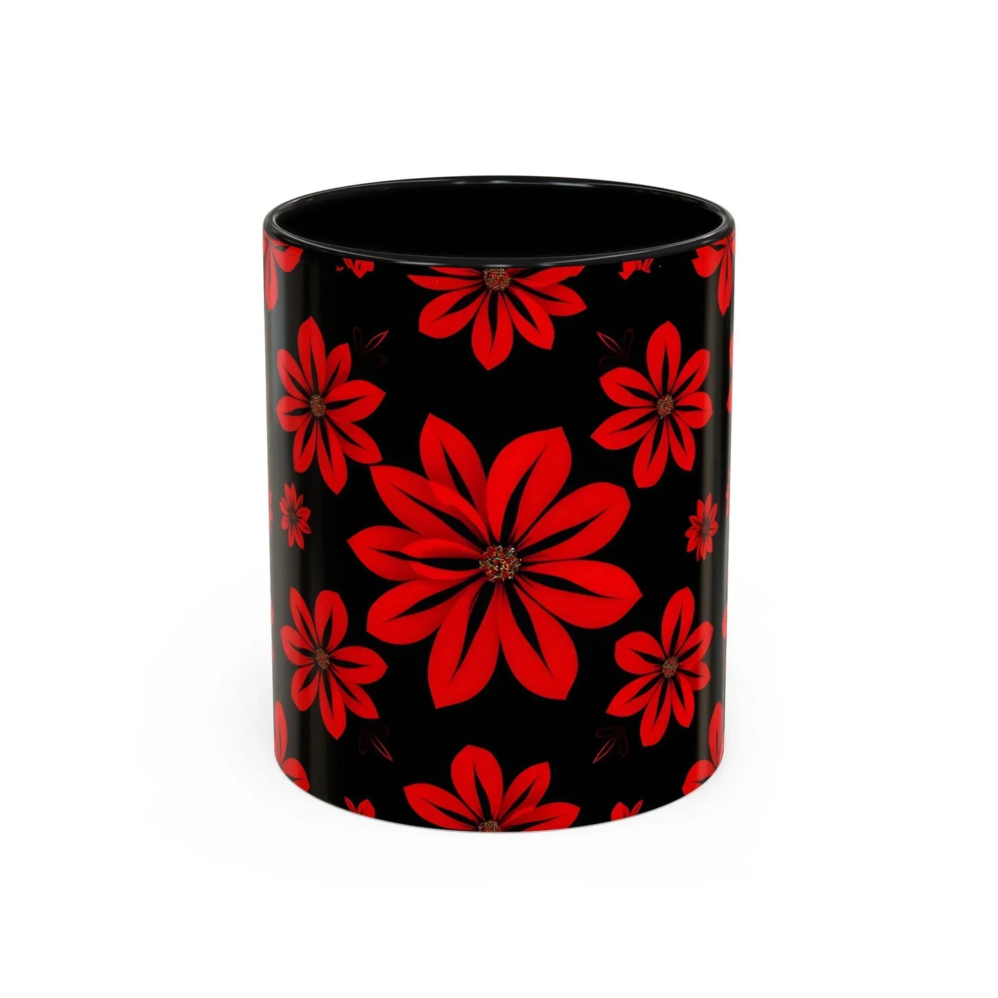 Accent Red Floral Coffee Mug – 11oz & 15oz - KarArmDesign