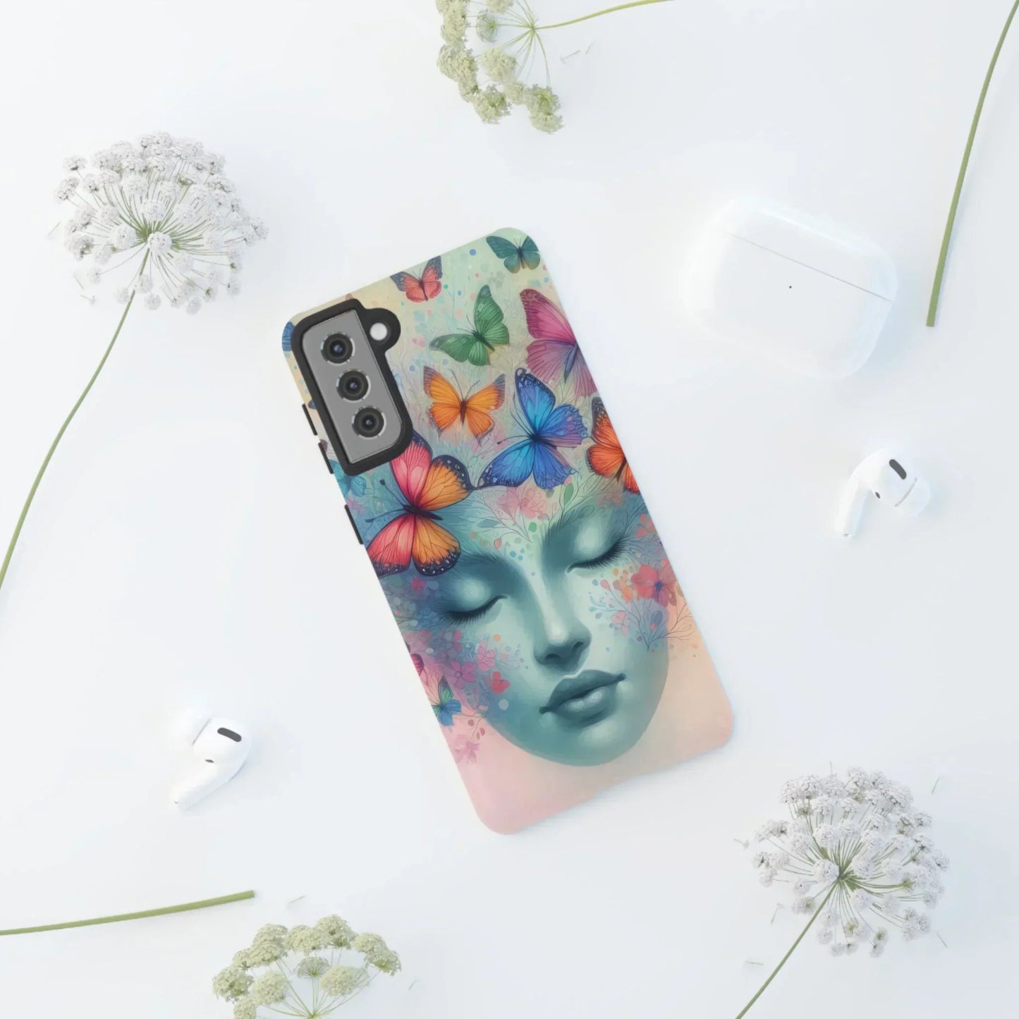 Butterfly Bloom Dreamy Woman Phone Case for Galaxy and Pixel - KarArmDesign