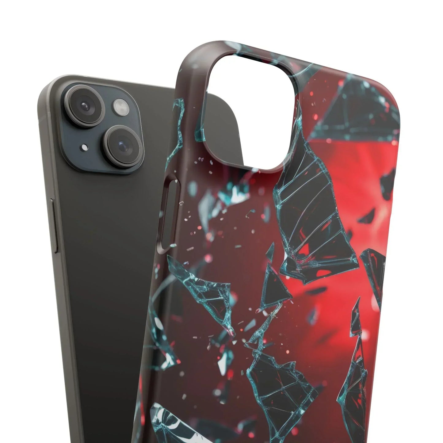 "Crimson Impact" Realistic Glass Shard Snap Phone Case for iPhone 7-16 and Samsung Galaxy S10-S24 Models - KarArmDesign