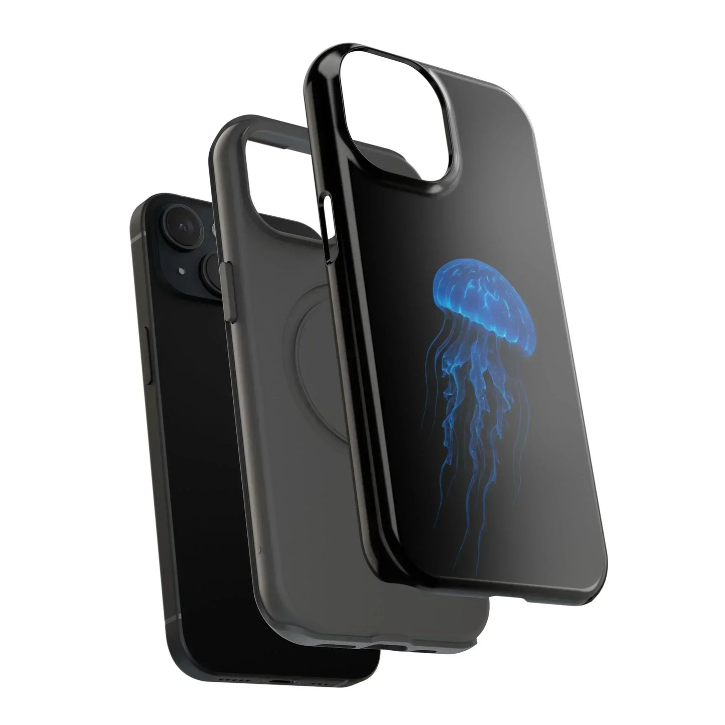 Blue Jellyfish Phone Case for iPhone 12-16 and Samsung Galaxy S21-S22 Models - KarArmDesign