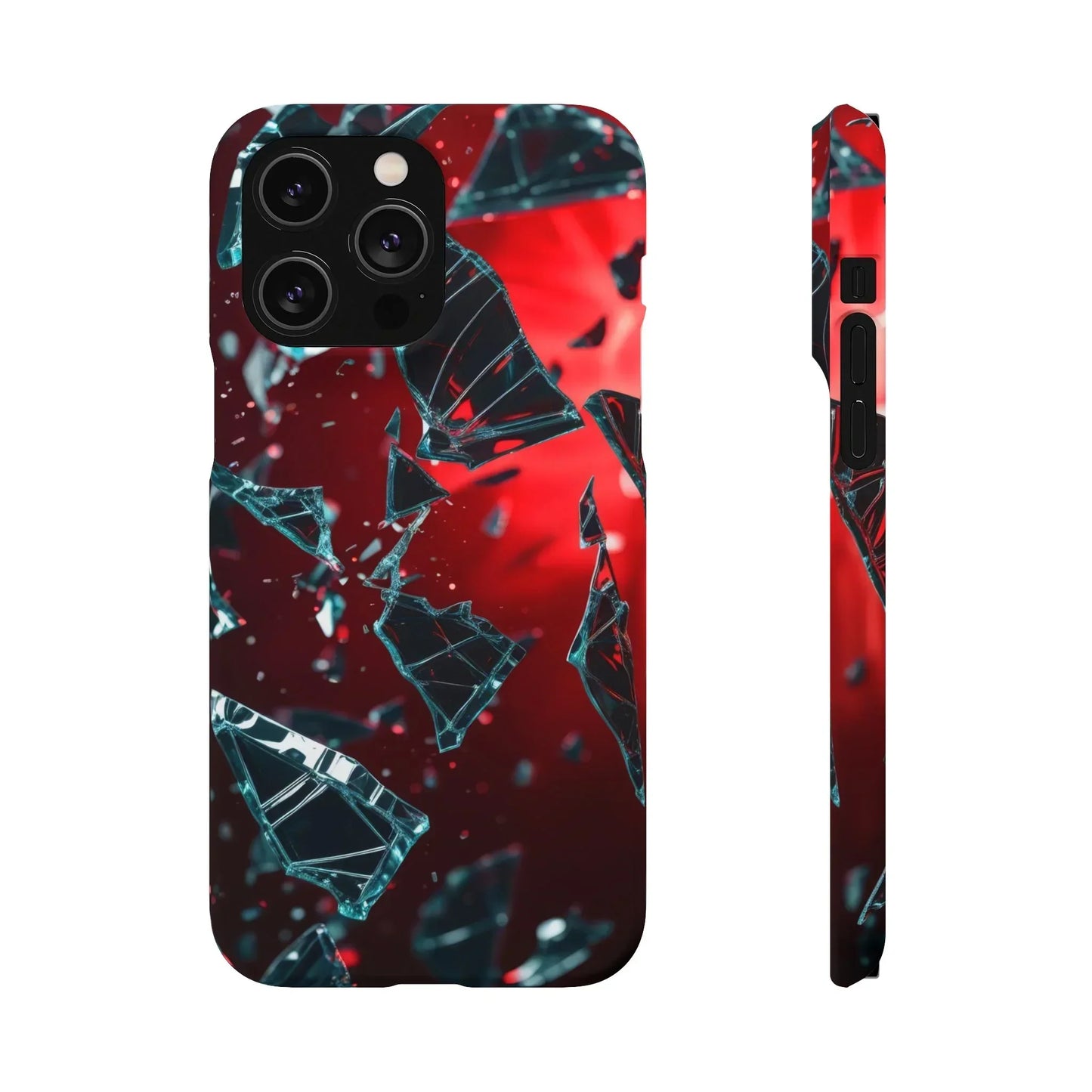 "Crimson Impact" Realistic Glass Shard Snap Phone Case for iPhone 7-16 and Samsung Galaxy S10-S24 Models - KarArmDesign