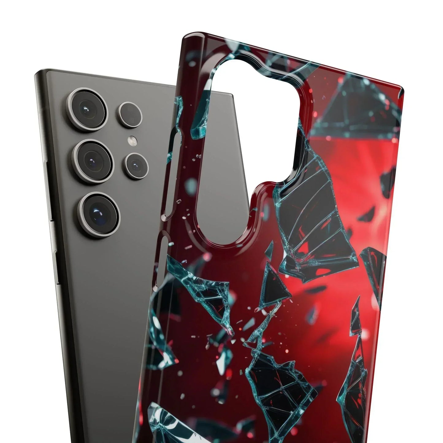 "Crimson Impact" Realistic Glass Shard Snap Phone Case for iPhone 7-16 and Samsung Galaxy S10-S24 Models - KarArmDesign