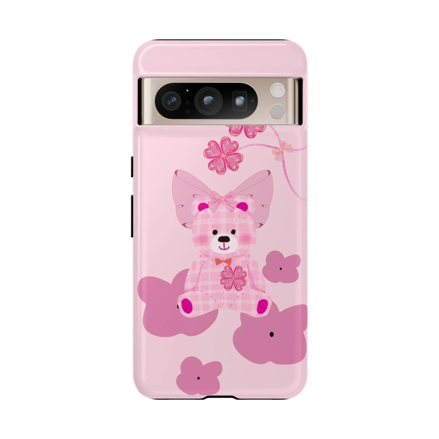 Pink Teddy Bear Phone Cases for iPhone, Pixel and Galaxy Models - KarArmDesign