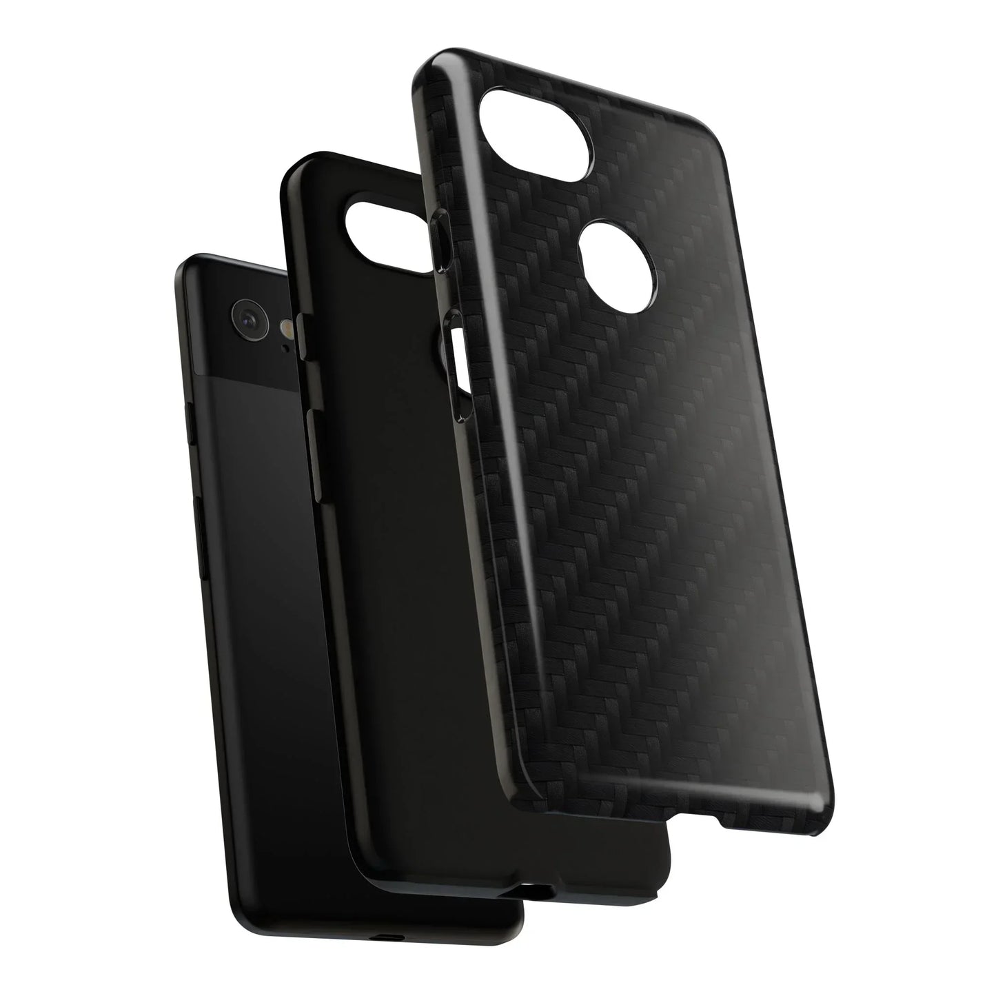 Black Carbon Phone Case Tough Case for iPhone 8-16 and Google Pixel up to 9 Models - KarArmDesign