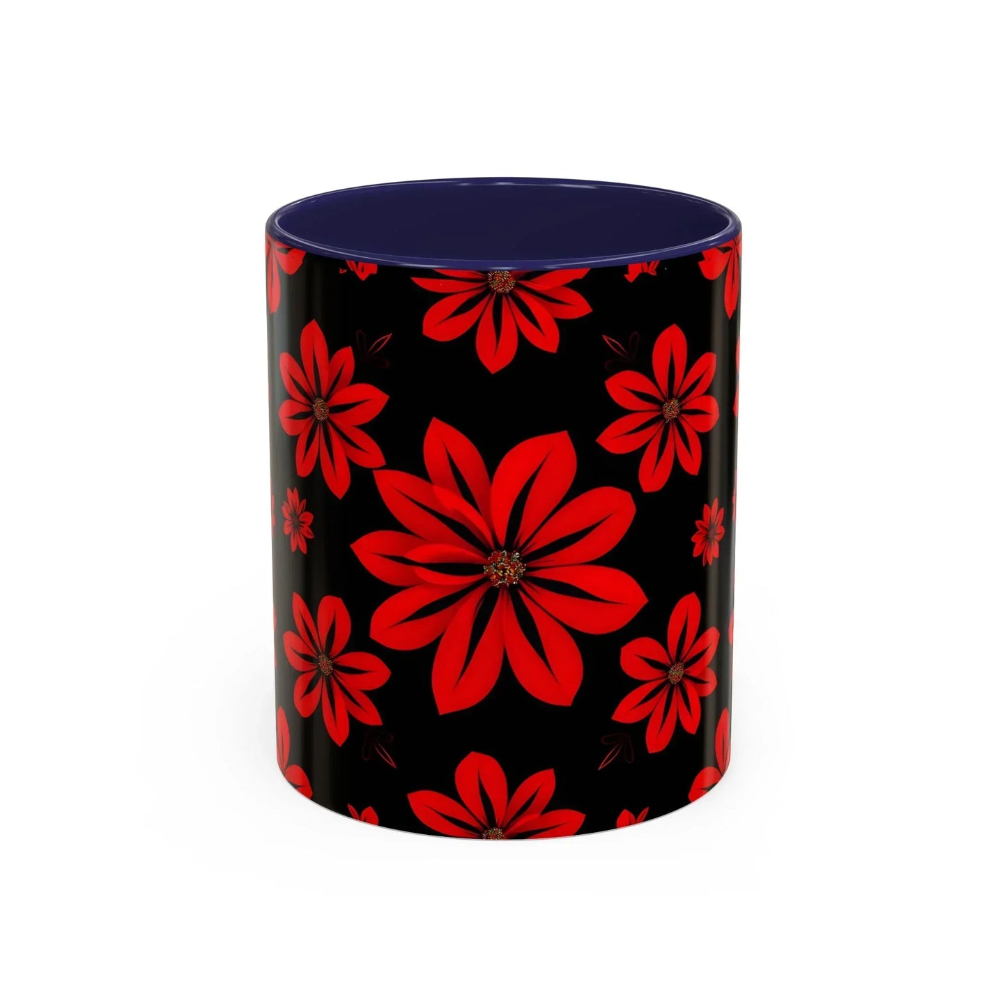 Accent Red Floral Coffee Mug – 11oz & 15oz - KarArmDesign