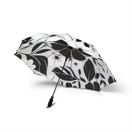 Stylish Semi-Automatic Foldable Umbrella with Floral Monochrome Pattern - KarArmDesign