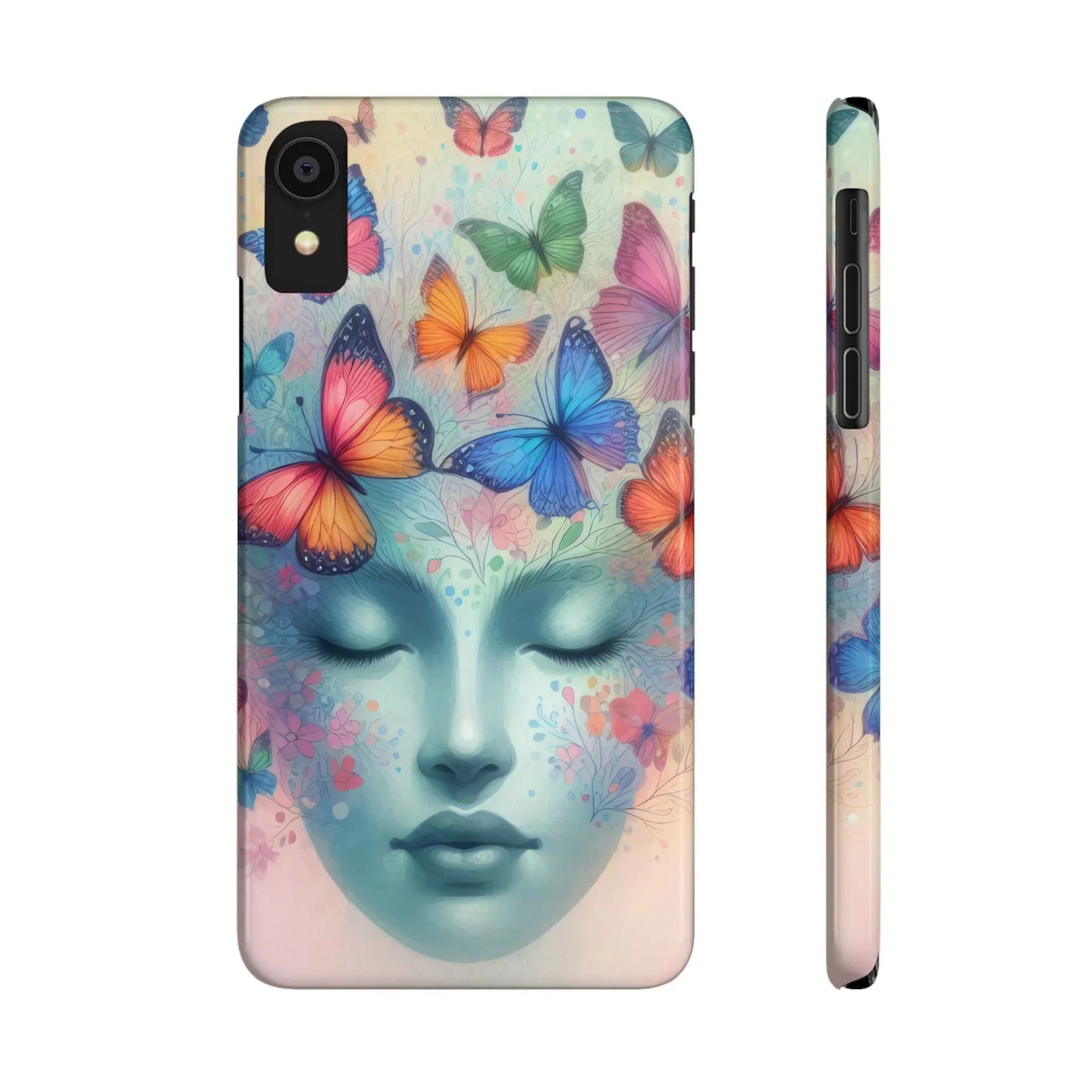 Butterfly Bloom Dreamy Woman with Closed Eyes Tough Phone Case for iPhone - KarArmDesign
