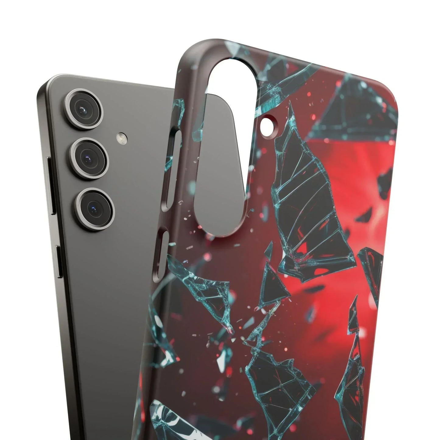 "Crimson Impact" Realistic Glass Shard Snap Phone Case for iPhone 7-16 and Samsung Galaxy S10-S24 Models - KarArmDesign