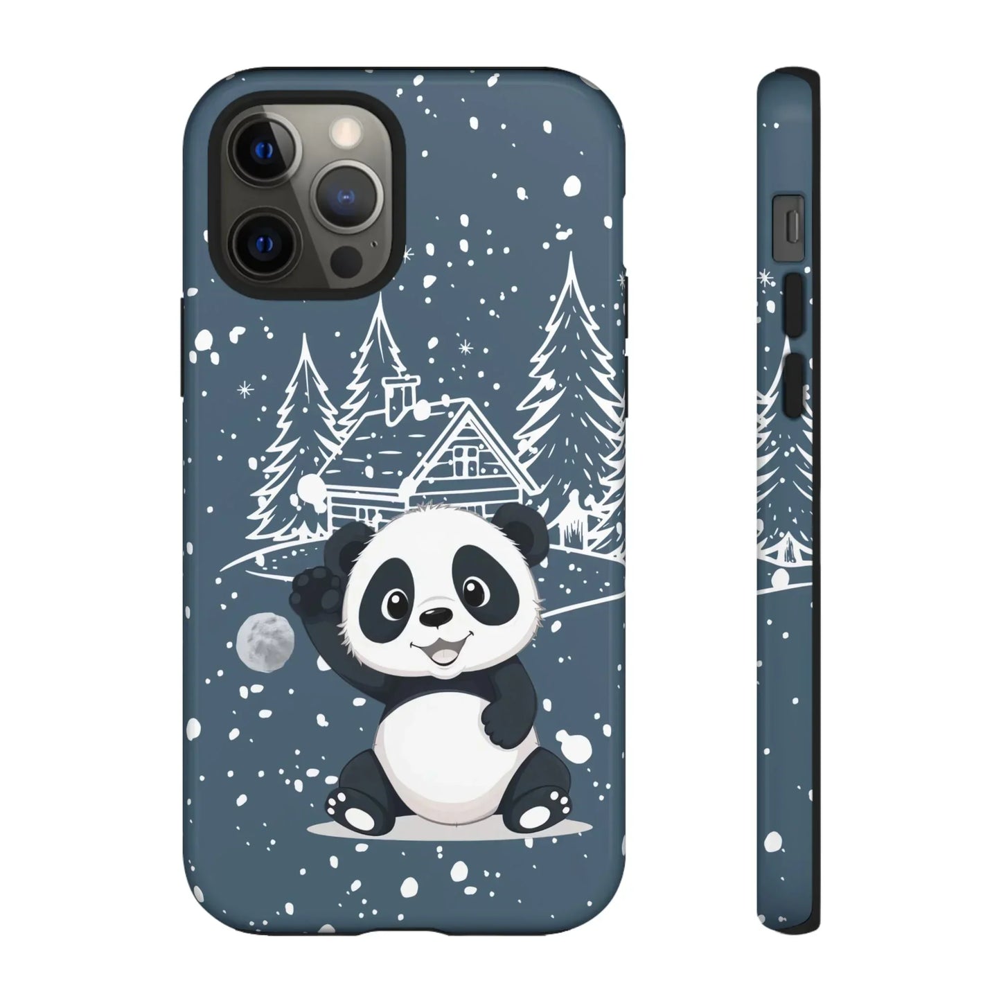 Cute Panda in a Winter Wonderland Phone Case for iPhone 8-16 Models - KarArmDesign