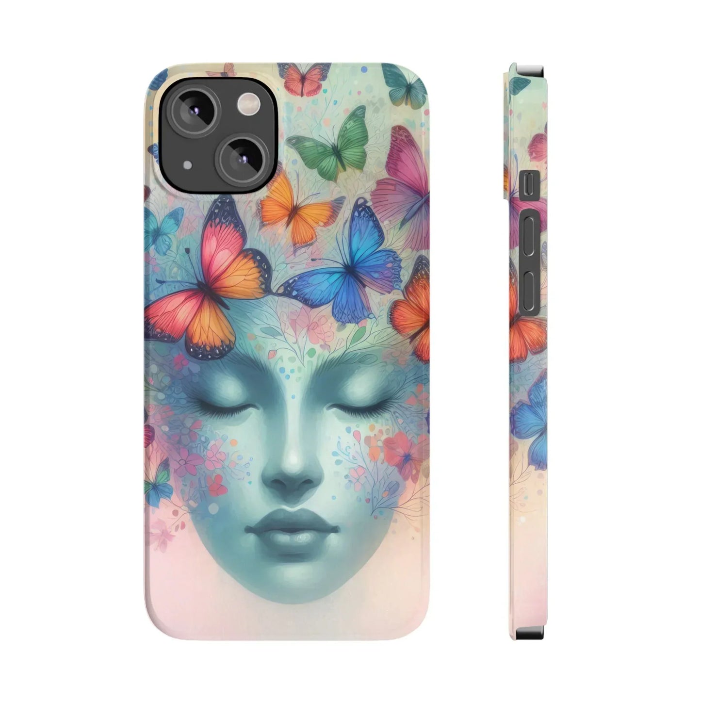 Butterfly Bloom Dreamy Woman with Closed Eyes Tough Phone Case for iPhone - KarArmDesign