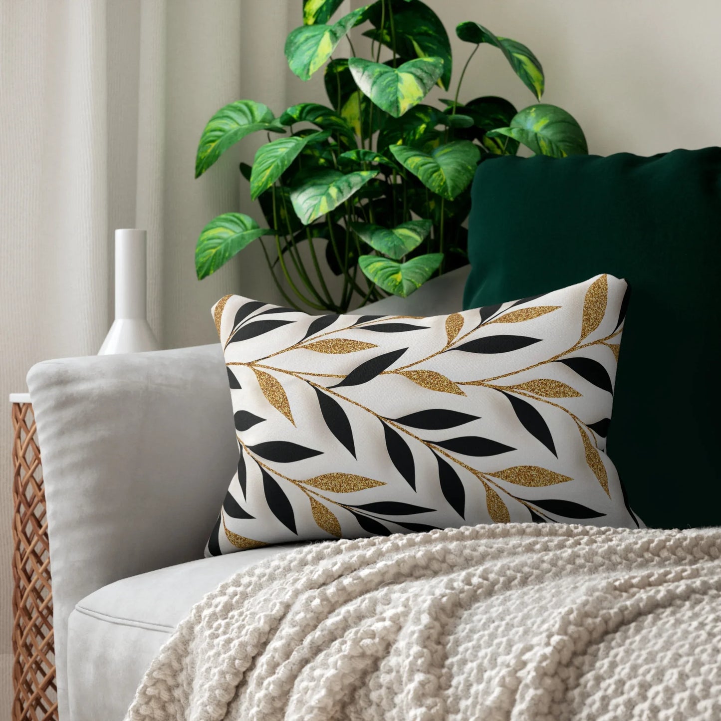Golden Leaves Whisper Pillow - KarArmDesign