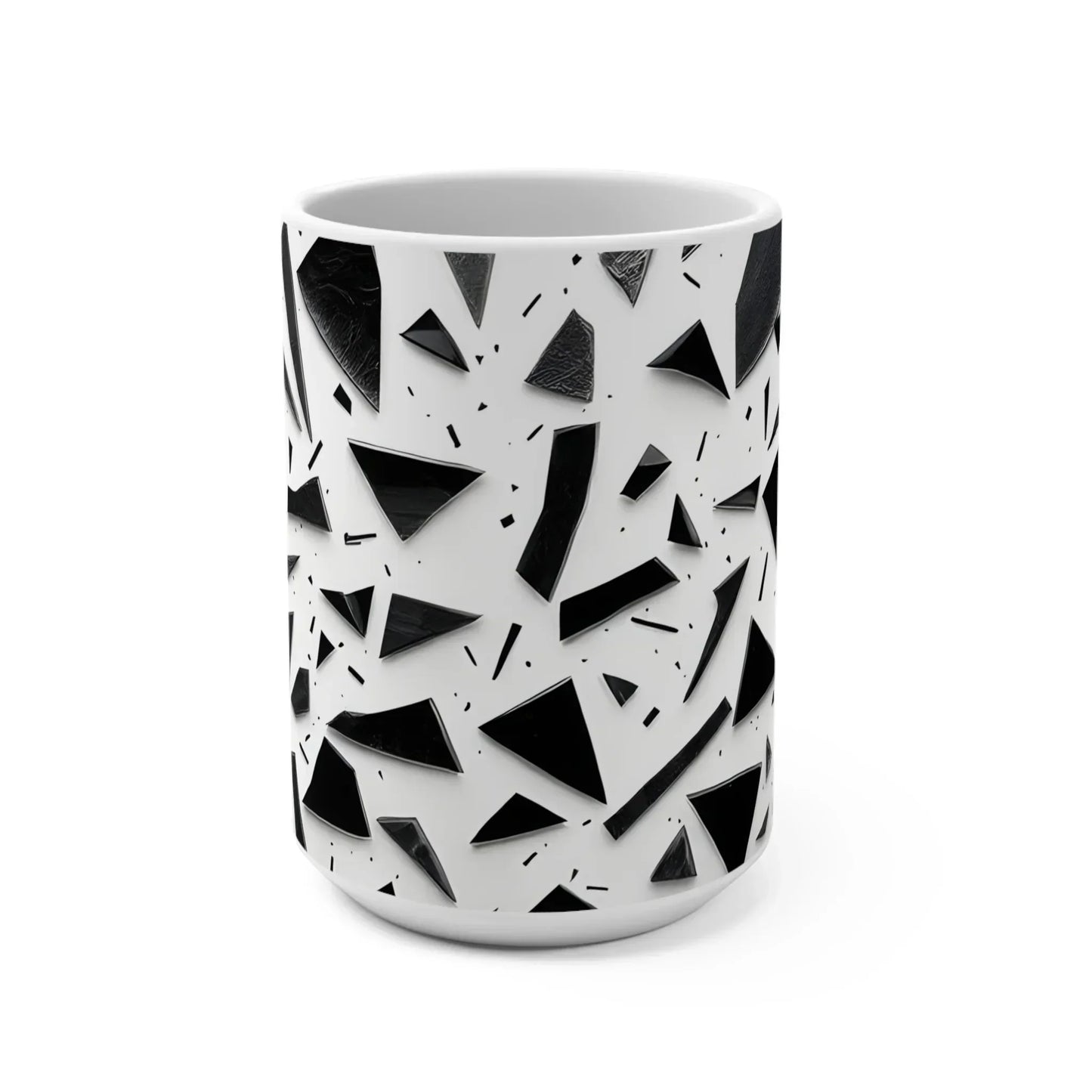 Monochrome Geometry – Minimalist Abstract Pattern Mug – 15oz - KarArmDesign
