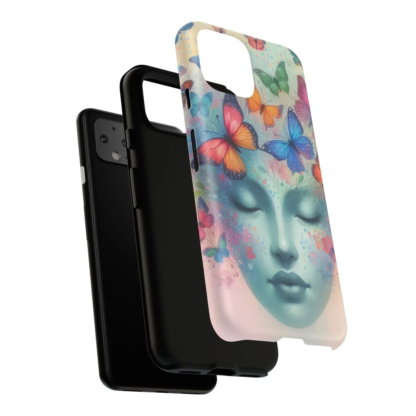 Butterfly Bloom Dreamy Woman Phone Case for Galaxy and Pixel - KarArmDesign