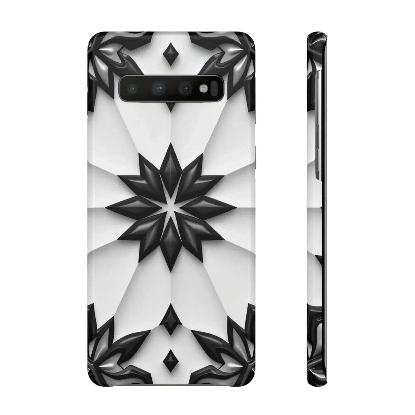 Black and White Geometric Floral Phone Case for iPhone and Samsung Galaxy - KarArmDesign