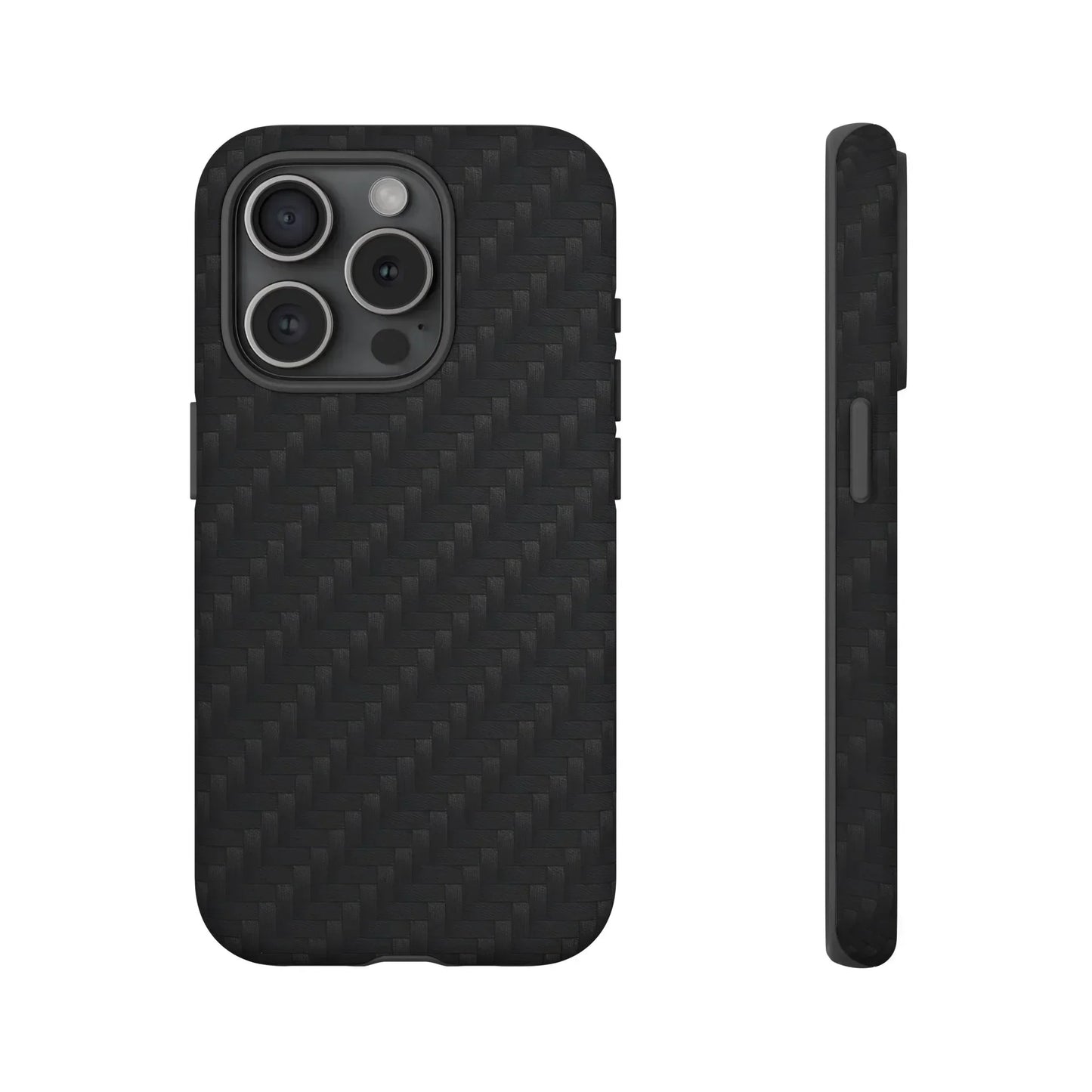 Black Carbon Phone Case Tough Case for iPhone 8-16 and Google Pixel up to 9 Models - KarArmDesign
