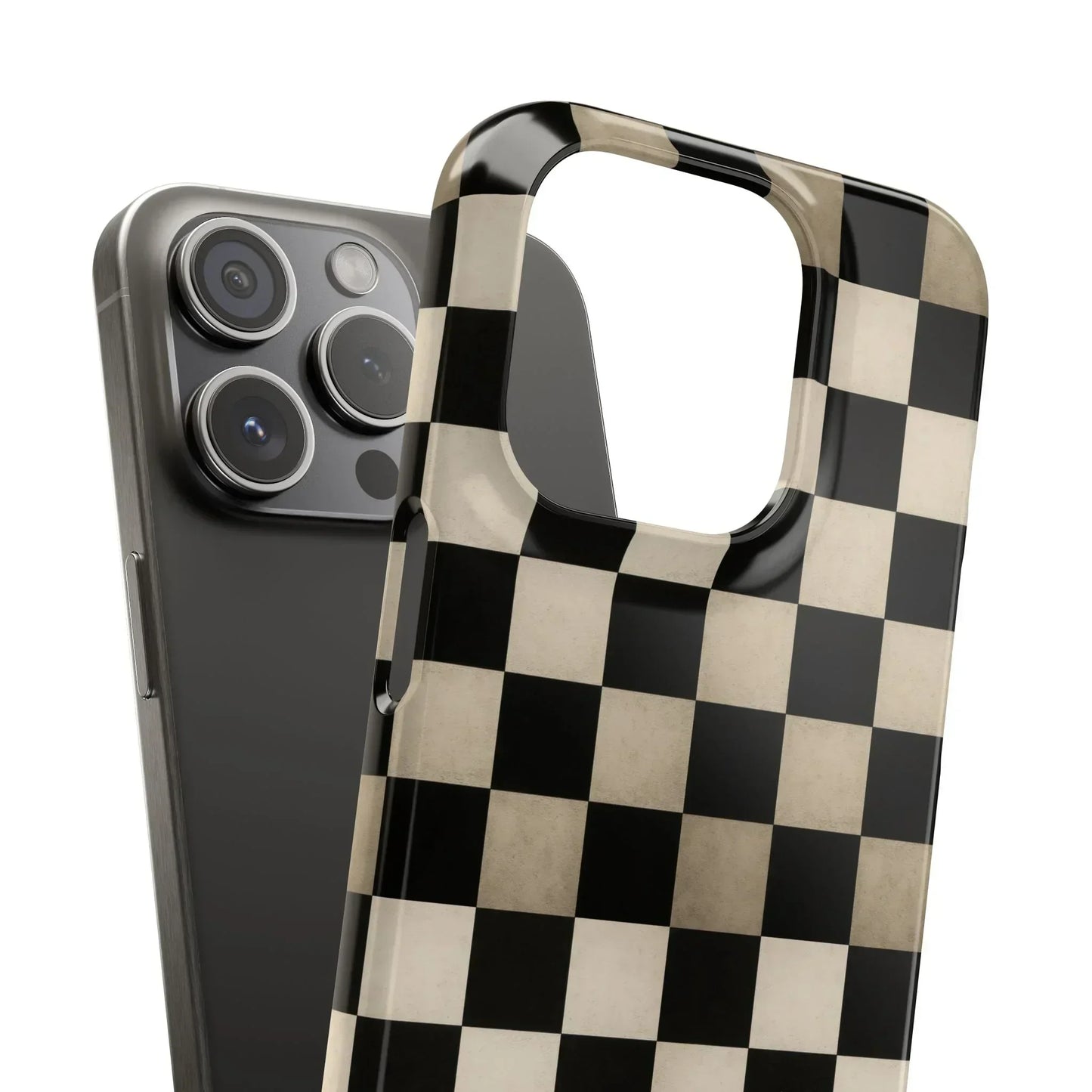 Stylish Matte Checker Phone Case for iPhone 7-16 and Samsung Galaxy S10-S24 Models - KarArmDesign
