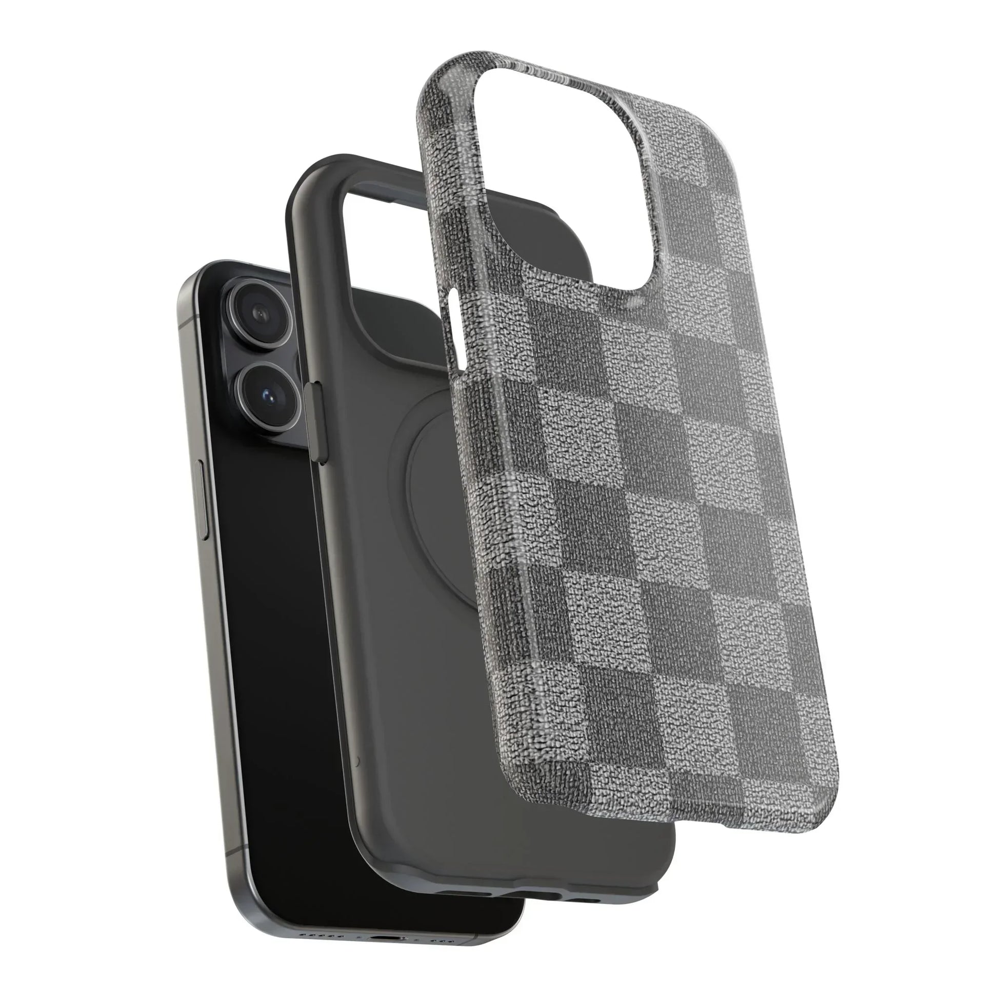 Gray Checkered Phone Case for iPhone 12-16 and Galaxy S21-S22 Models - KarArmDesign