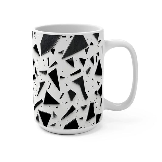 Monochrome Geometry – Minimalist Abstract Pattern Mug – 15oz - KarArmDesign