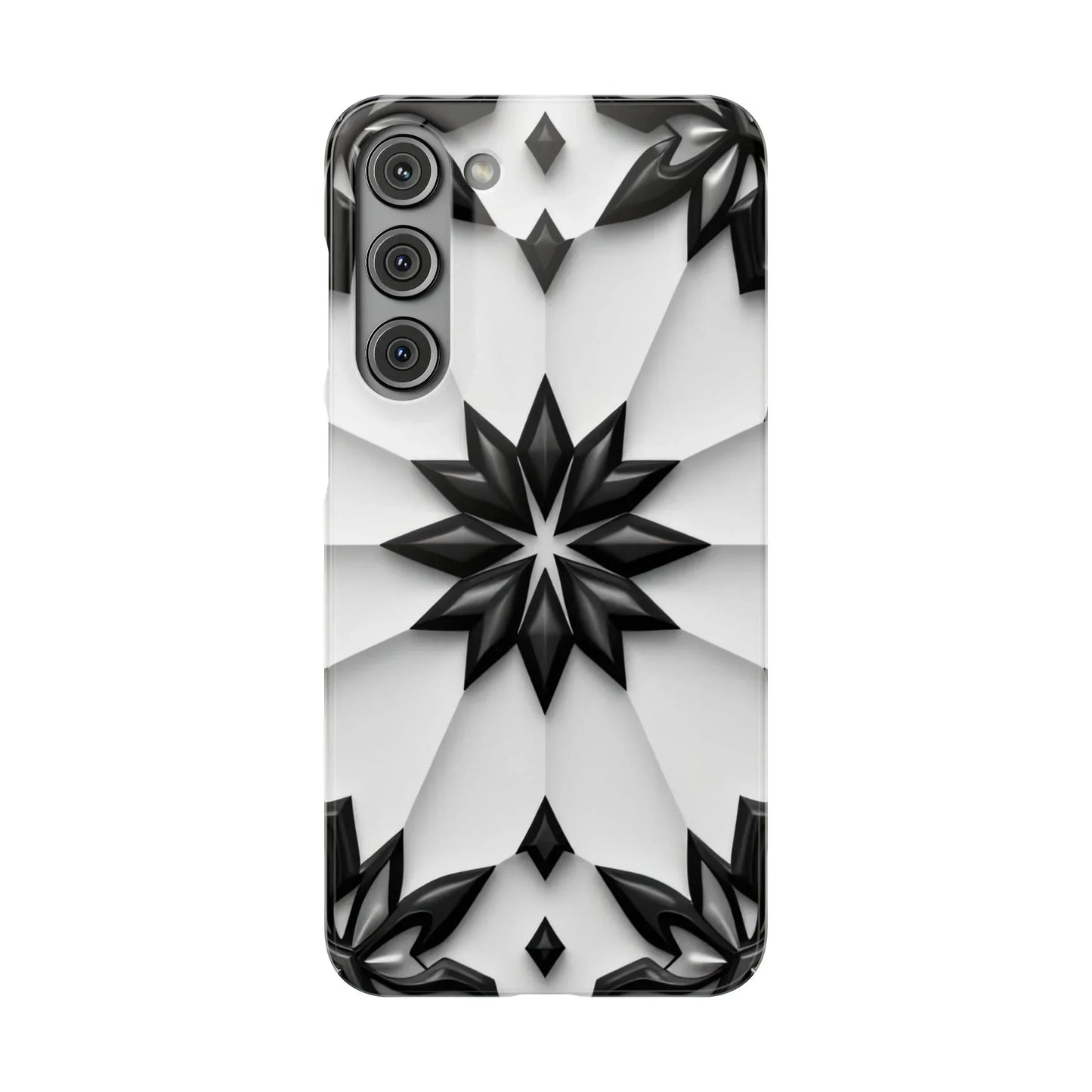 Black and White Geometric Floral Phone Case for iPhone and Samsung Galaxy - KarArmDesign