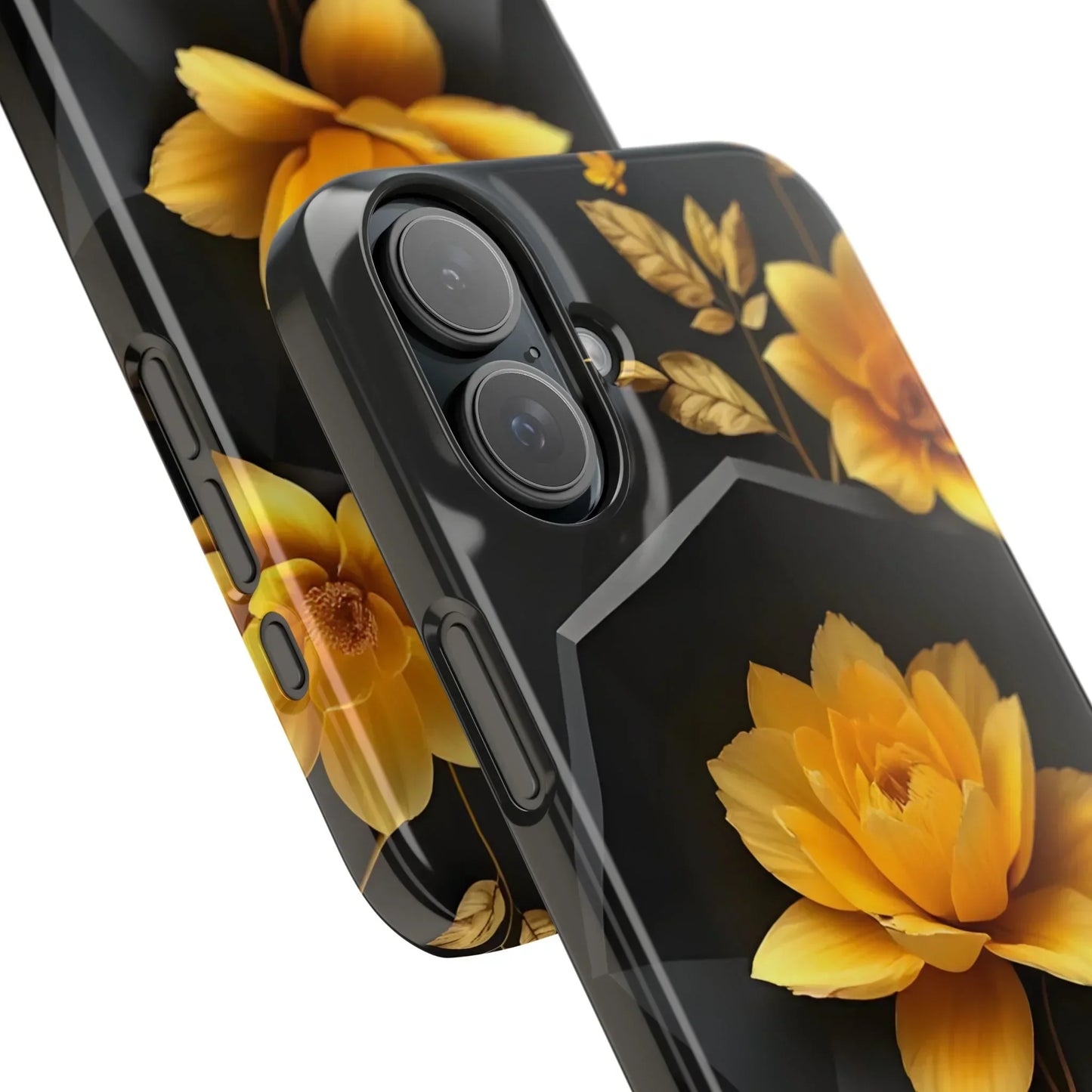 Yellow Floral Phone Case for iPhone 7-16 and Samsung Galaxy S10-S24 Models - KarArmDesign