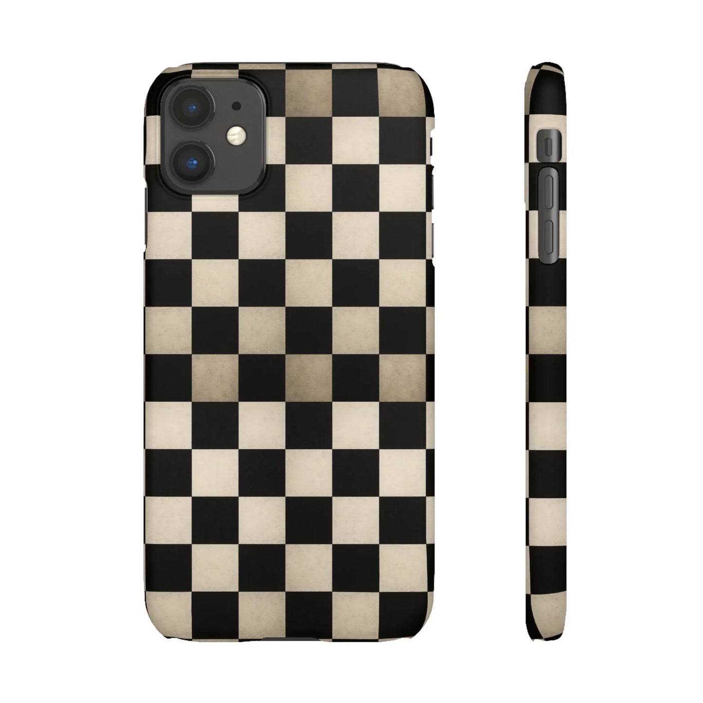 Stylish Matte Checker Phone Case for iPhone 7-16 and Samsung Galaxy S10-S24 Models - KarArmDesign