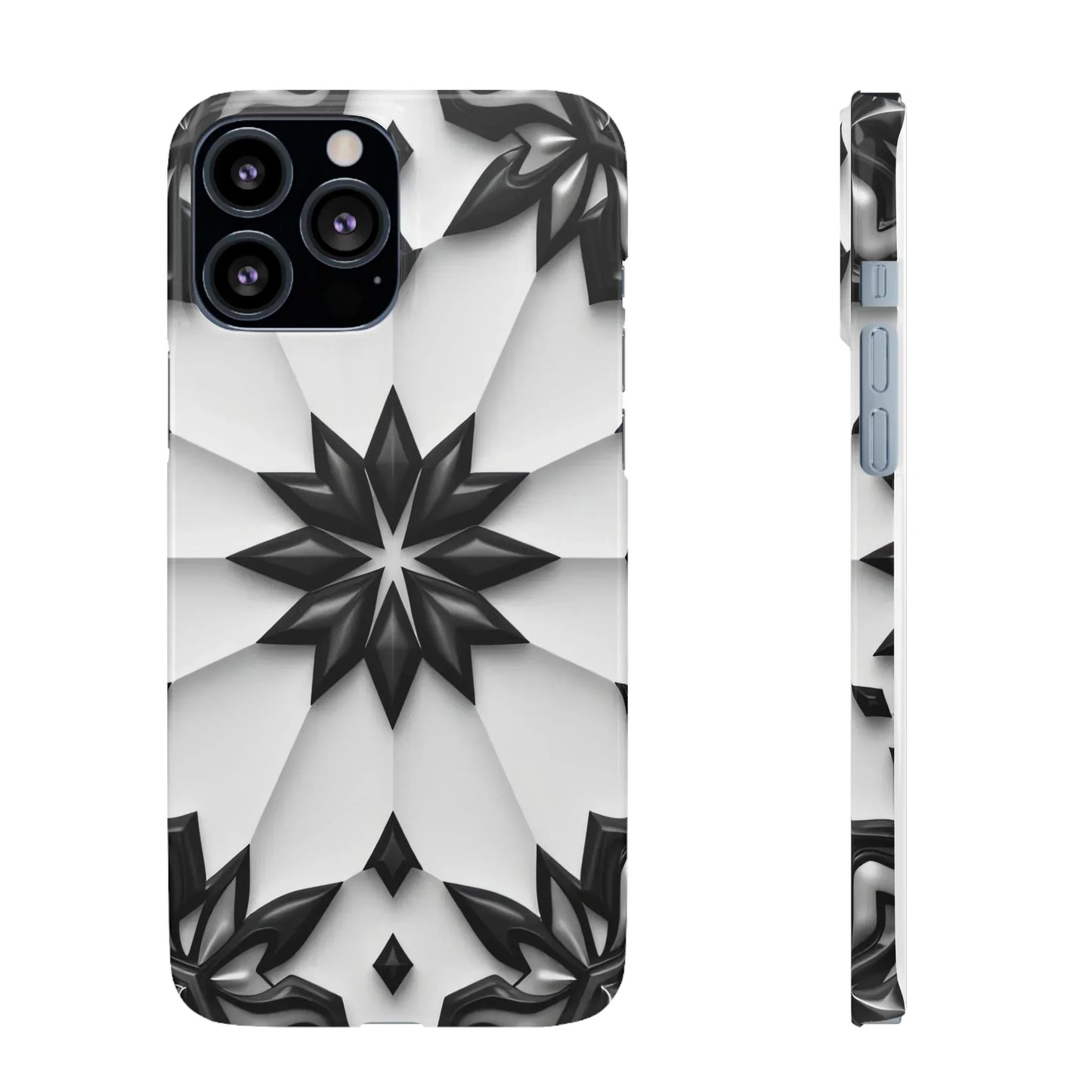 Black and White Geometric Floral Phone Case for iPhone and Samsung Galaxy - KarArmDesign