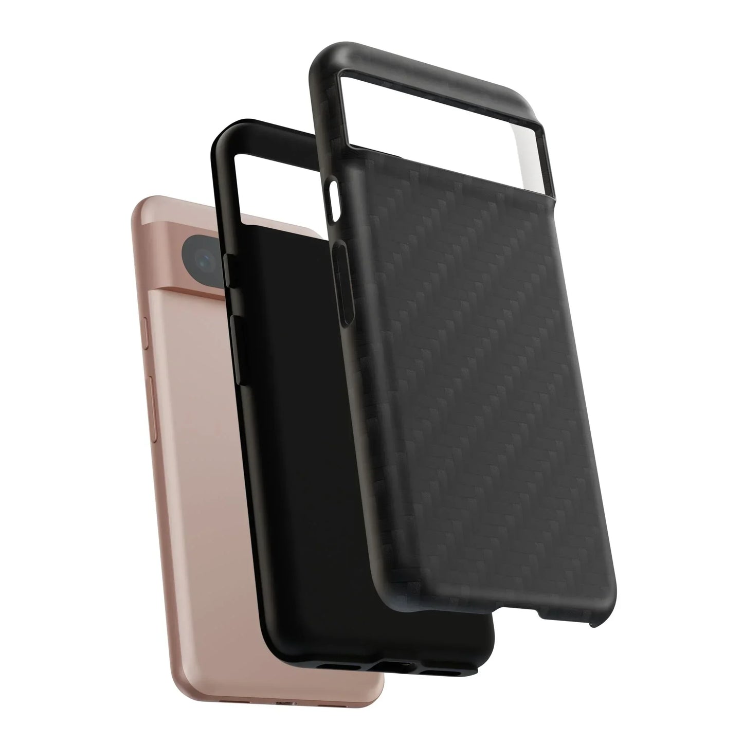 Black Carbon Phone Case Tough Case for iPhone 8-16 and Google Pixel up to 9 Models - KarArmDesign