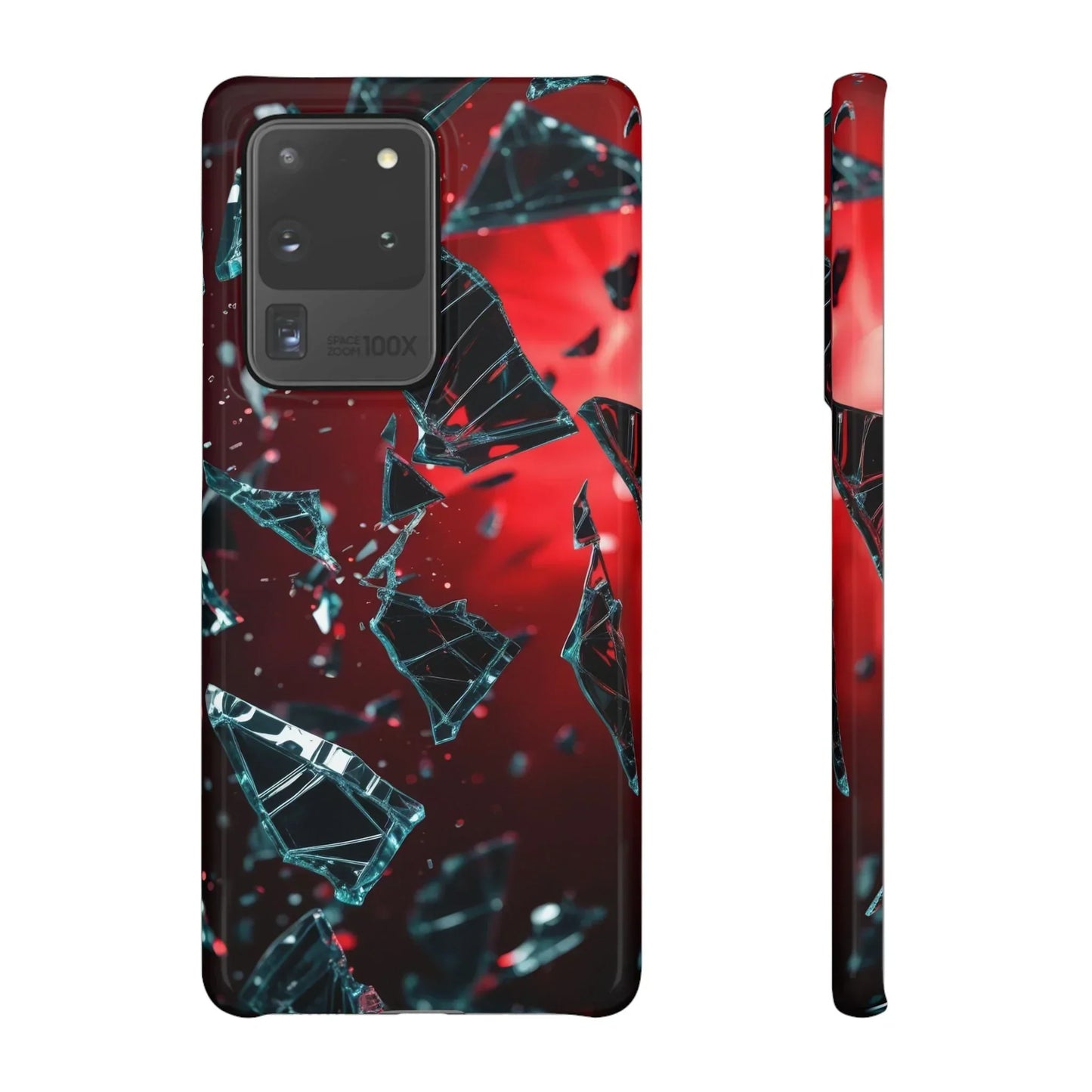 "Crimson Impact" Realistic Glass Shard Snap Phone Case for iPhone 7-16 and Samsung Galaxy S10-S24 Models - KarArmDesign