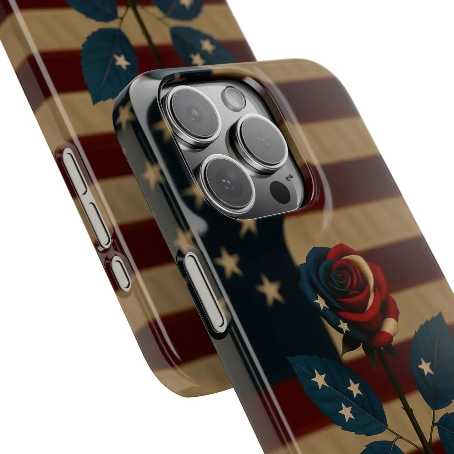 American Rose Flag Phone Case for iPhone 7-16 and Samsung Galaxy S10-S24 Models - KarArmDesign