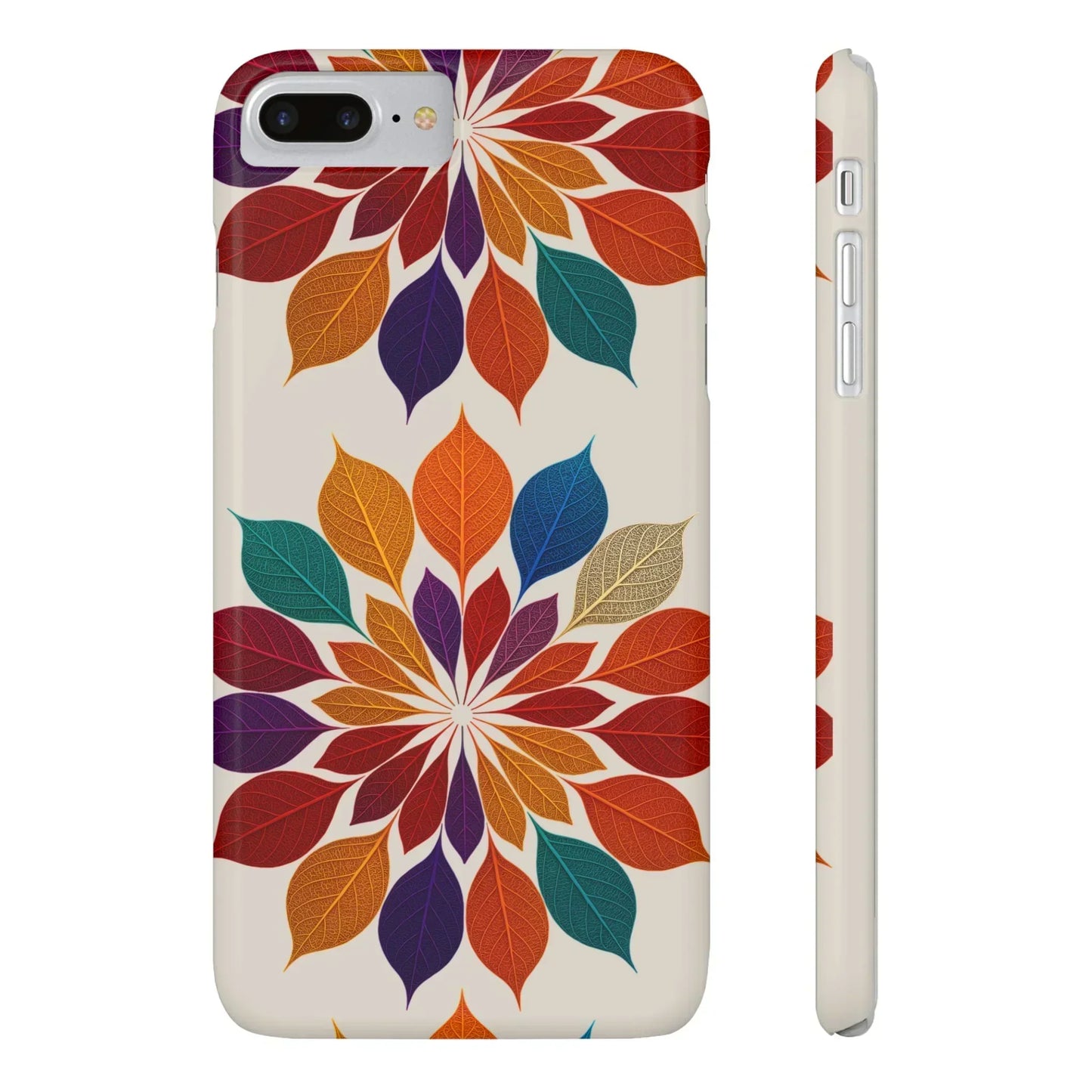 Leaf Mandala Botanical Burst Design Slim Phone Case for iPhone 7-16 Models - KarArmDesign
