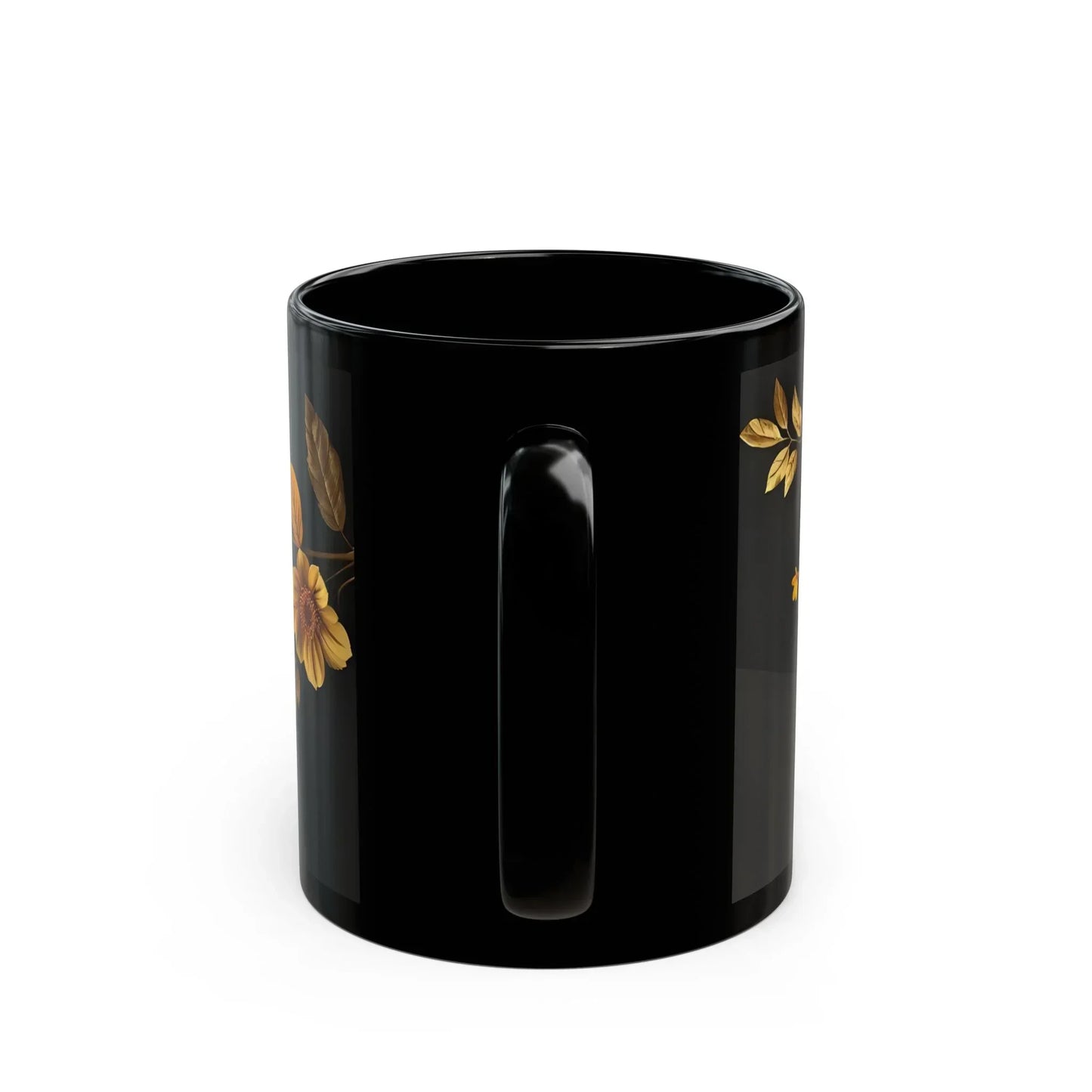 Glossy Black Floral Mug (11oz, 15oz) - KarArmDesign