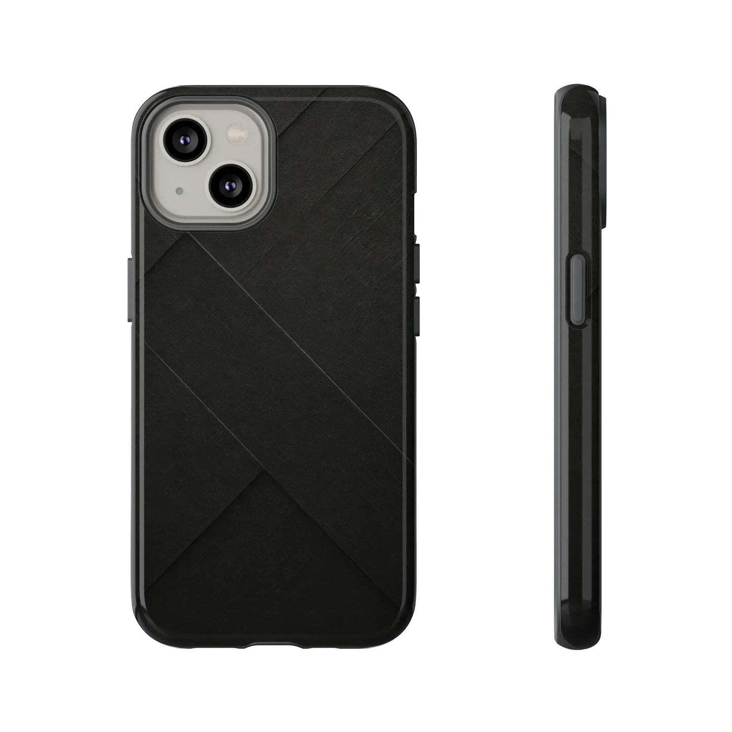 Matte Black Diagonal Line Phone Case for iPhone 8-16 and Galaxy S10-S25 Models - KarArmDesign
