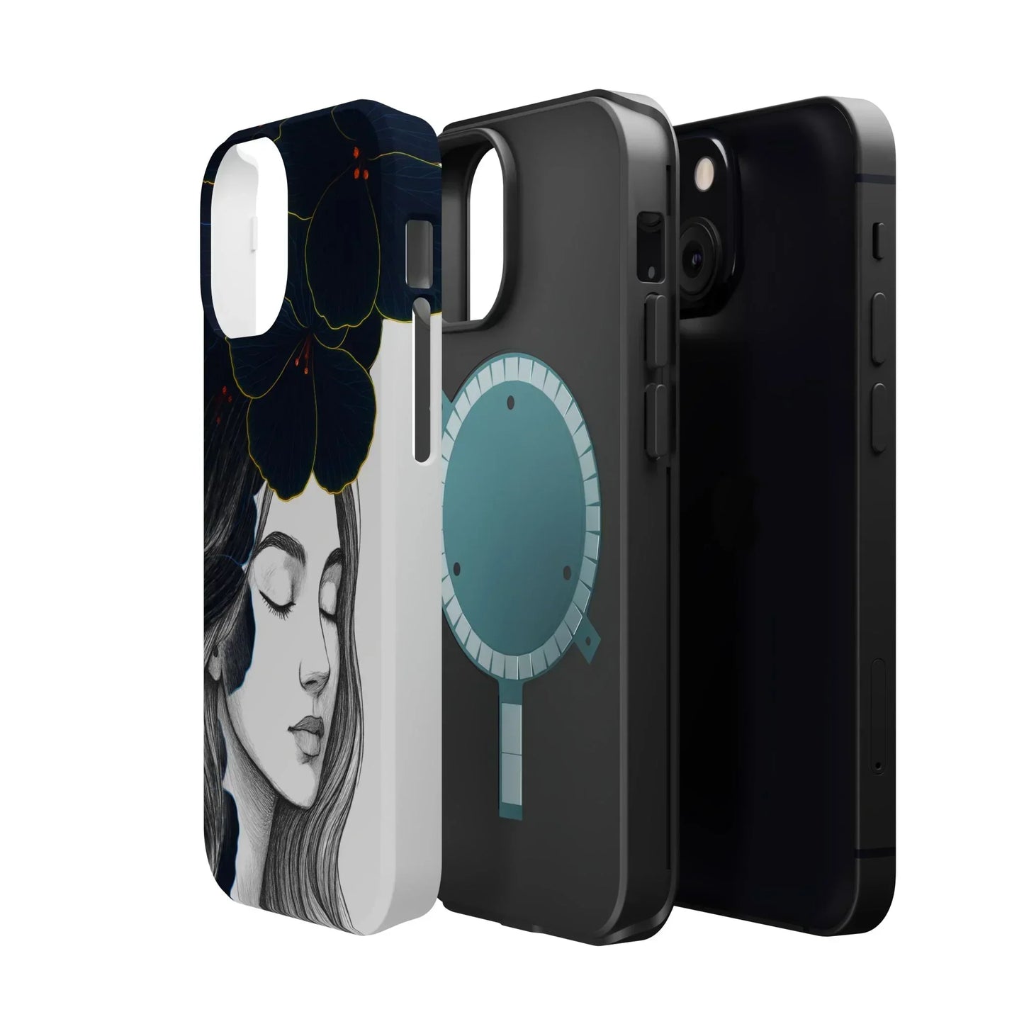Dark Floral Elegance Phone Case for iPhone 13-16 Models - KarArmDesign