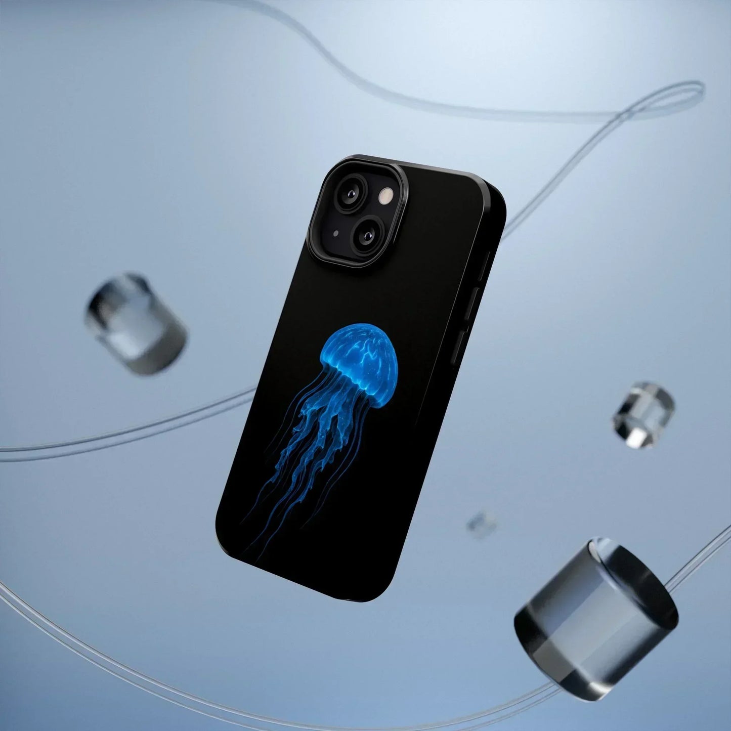 Blue Jellyfish Phone Case for iPhone 12-16 and Samsung Galaxy S21-S22 Models - KarArmDesign