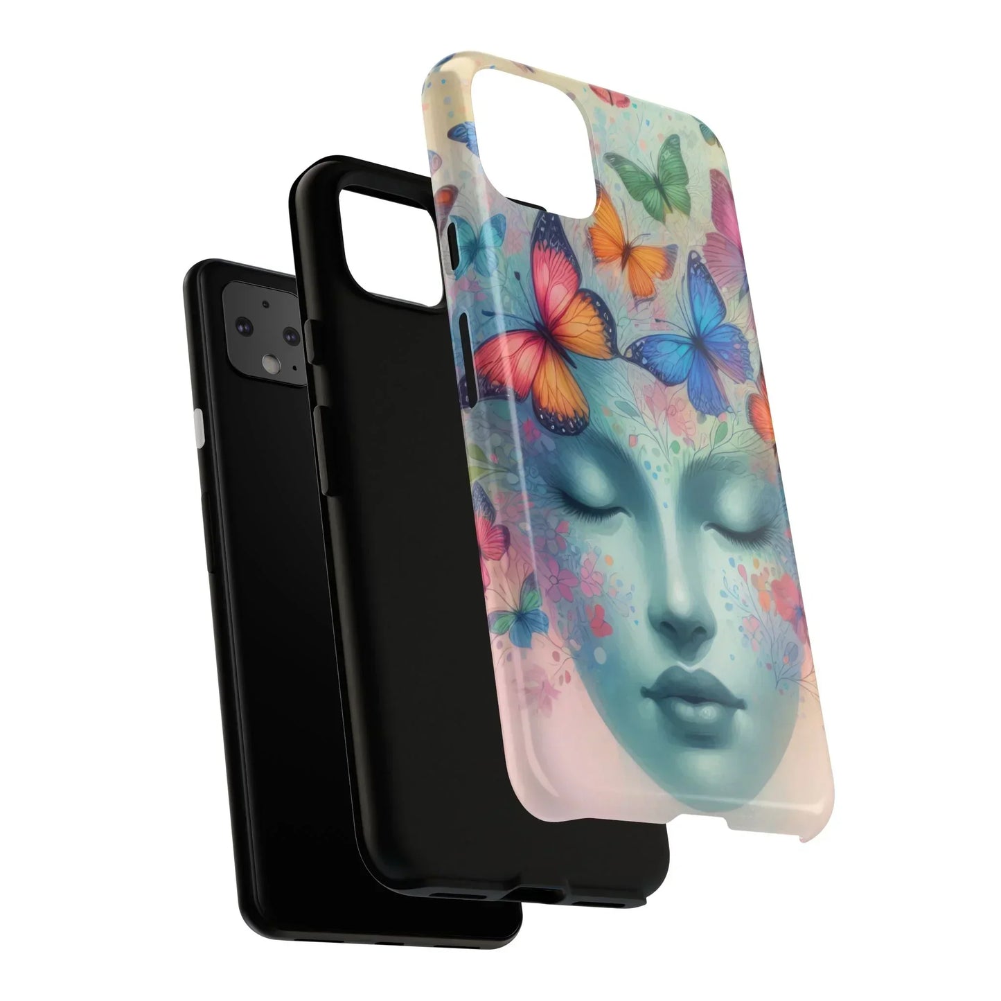 Butterfly Bloom Dreamy Woman Phone Case for Galaxy and Pixel - KarArmDesign
