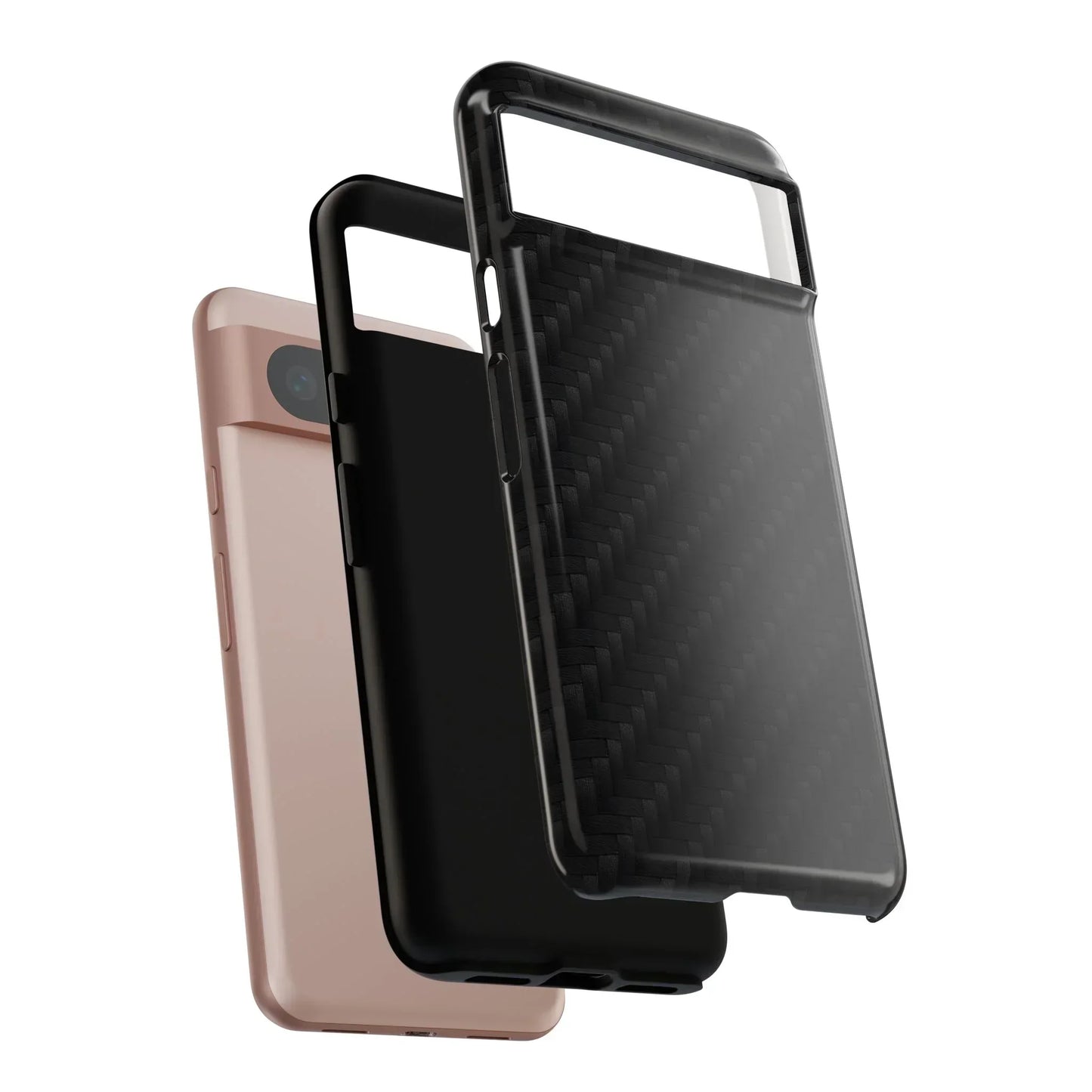 Black Carbon Phone Case Tough Case for iPhone 8-16 and Google Pixel up to 9 Models - KarArmDesign