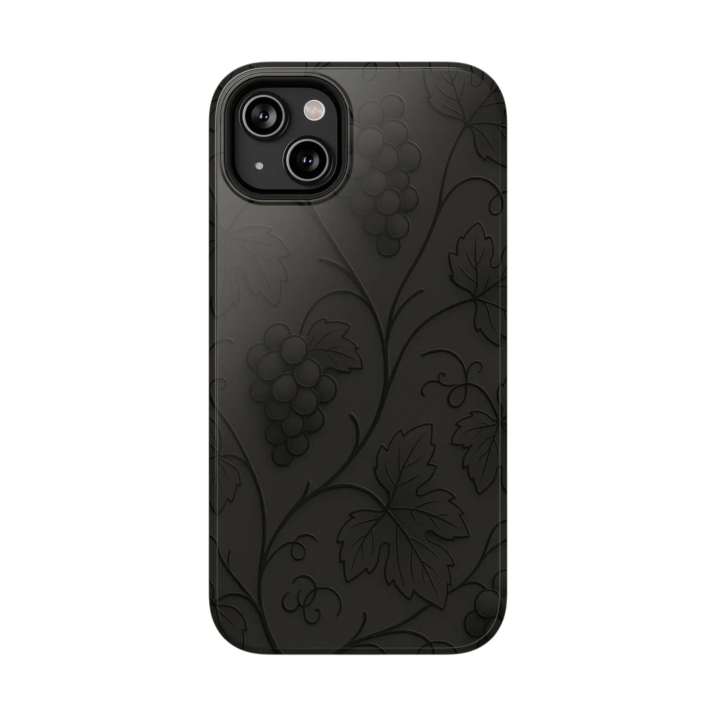 Elegant Embossed Grape Leaf Black Phone Case for iPhone and Galaxy - KarArmDesign