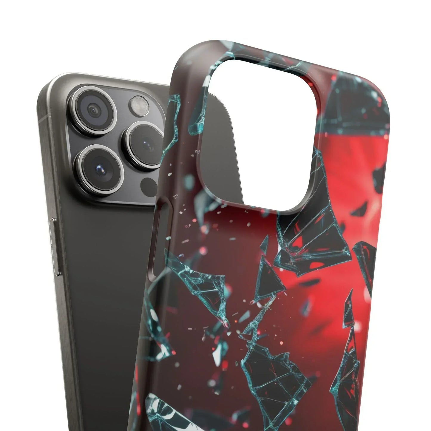 "Crimson Impact" Realistic Glass Shard Snap Phone Case for iPhone 7-16 and Samsung Galaxy S10-S24 Models - KarArmDesign