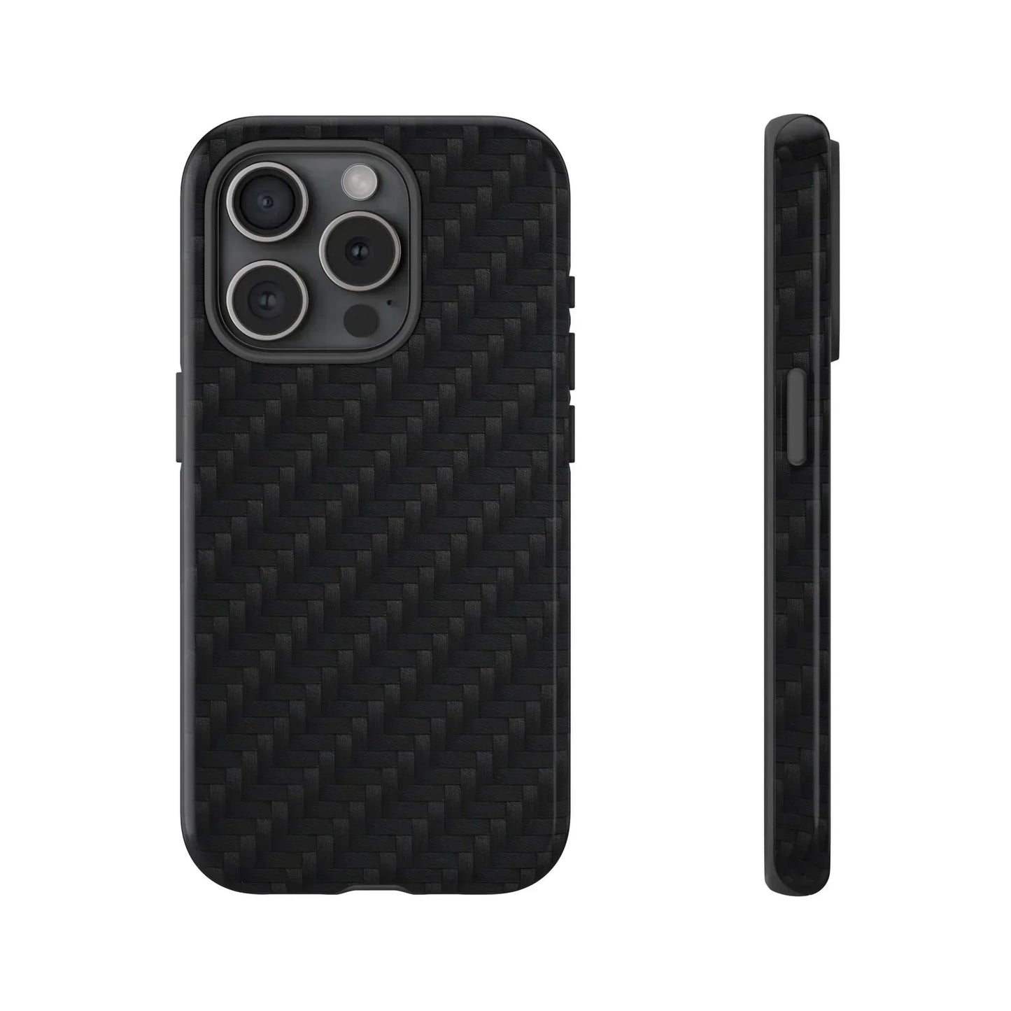 Black Carbon Phone Case Tough Case for iPhone 8-16 and Google Pixel up to 9 Models - KarArmDesign