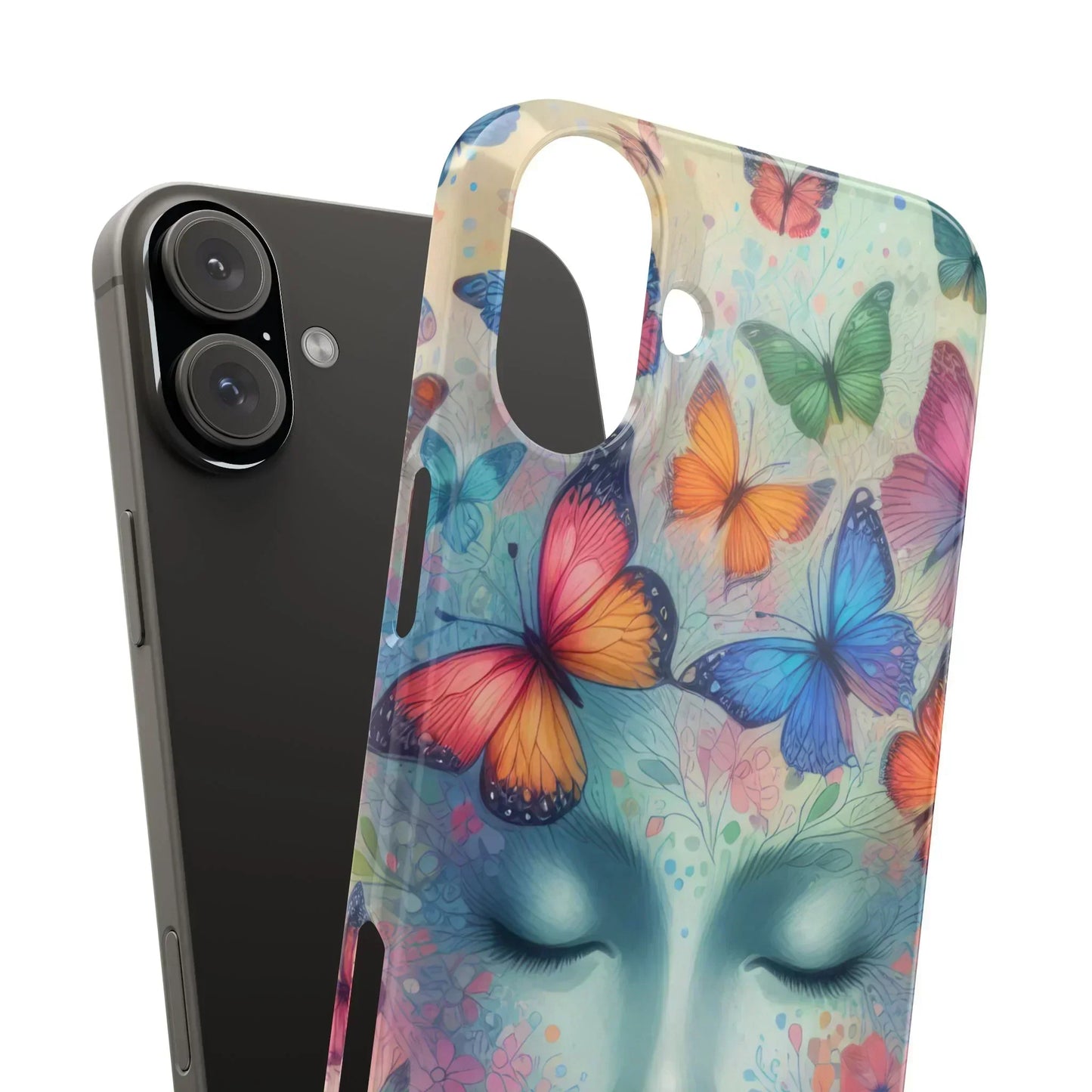 Butterfly Bloom Dreamy Woman with Closed Eyes Tough Phone Case for iPhone - KarArmDesign