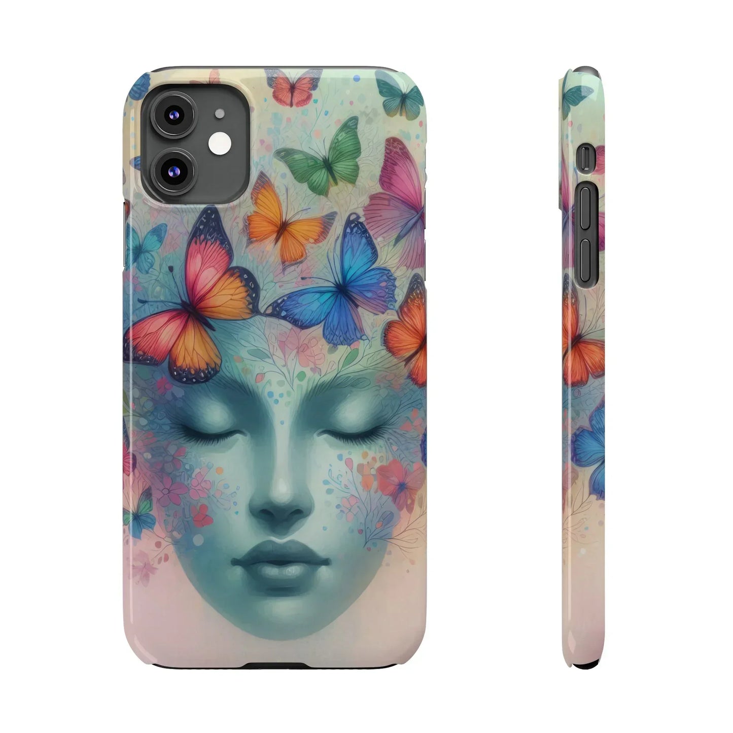 Butterfly Bloom Dreamy Woman with Closed Eyes Tough Phone Case for iPhone - KarArmDesign