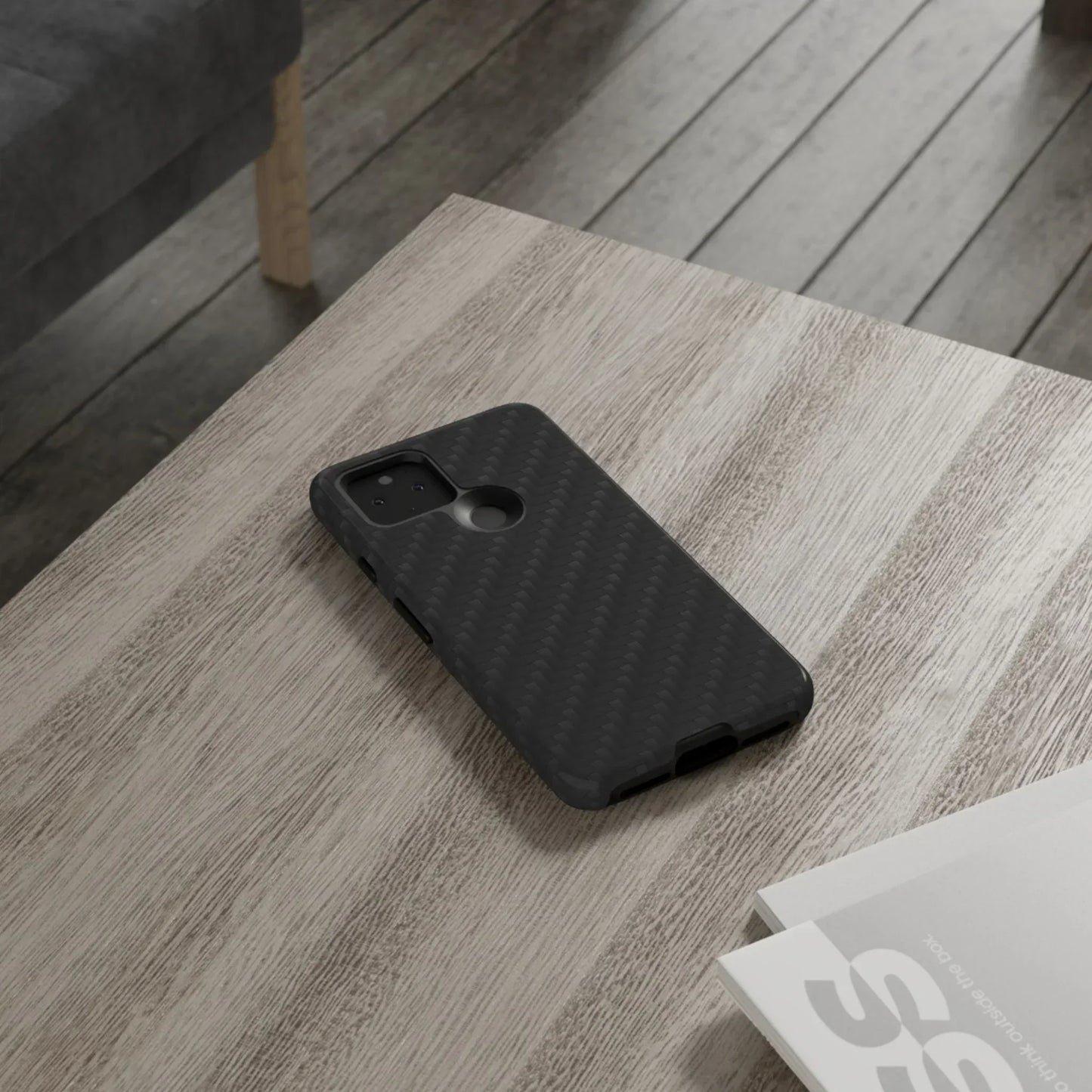 Black Carbon Phone Case Tough Case for iPhone 8-16 and Google Pixel up to 9 Models - KarArmDesign