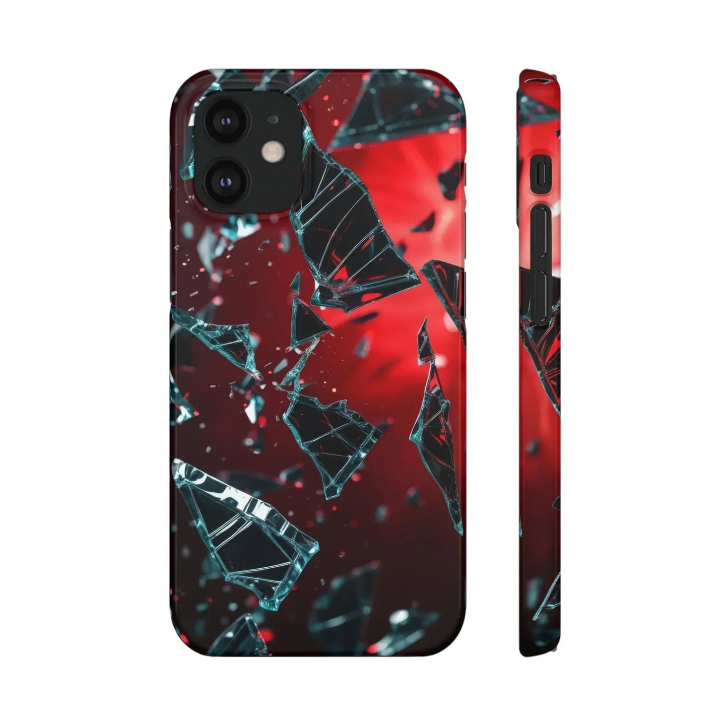 "Crimson Impact" Realistic Glass Shard Snap Phone Case for iPhone 7-16 and Samsung Galaxy S10-S24 Models - KarArmDesign
