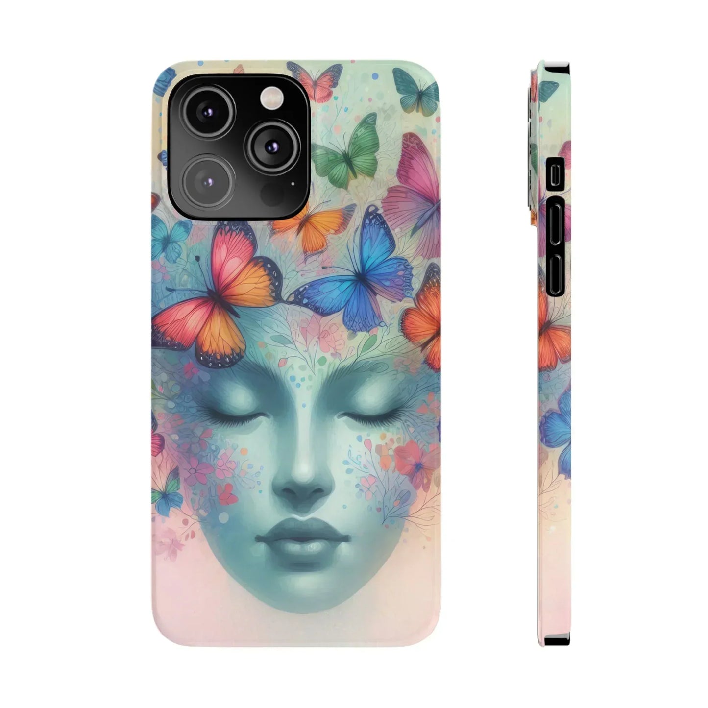 Butterfly Bloom Dreamy Woman with Closed Eyes Tough Phone Case for iPhone - KarArmDesign
