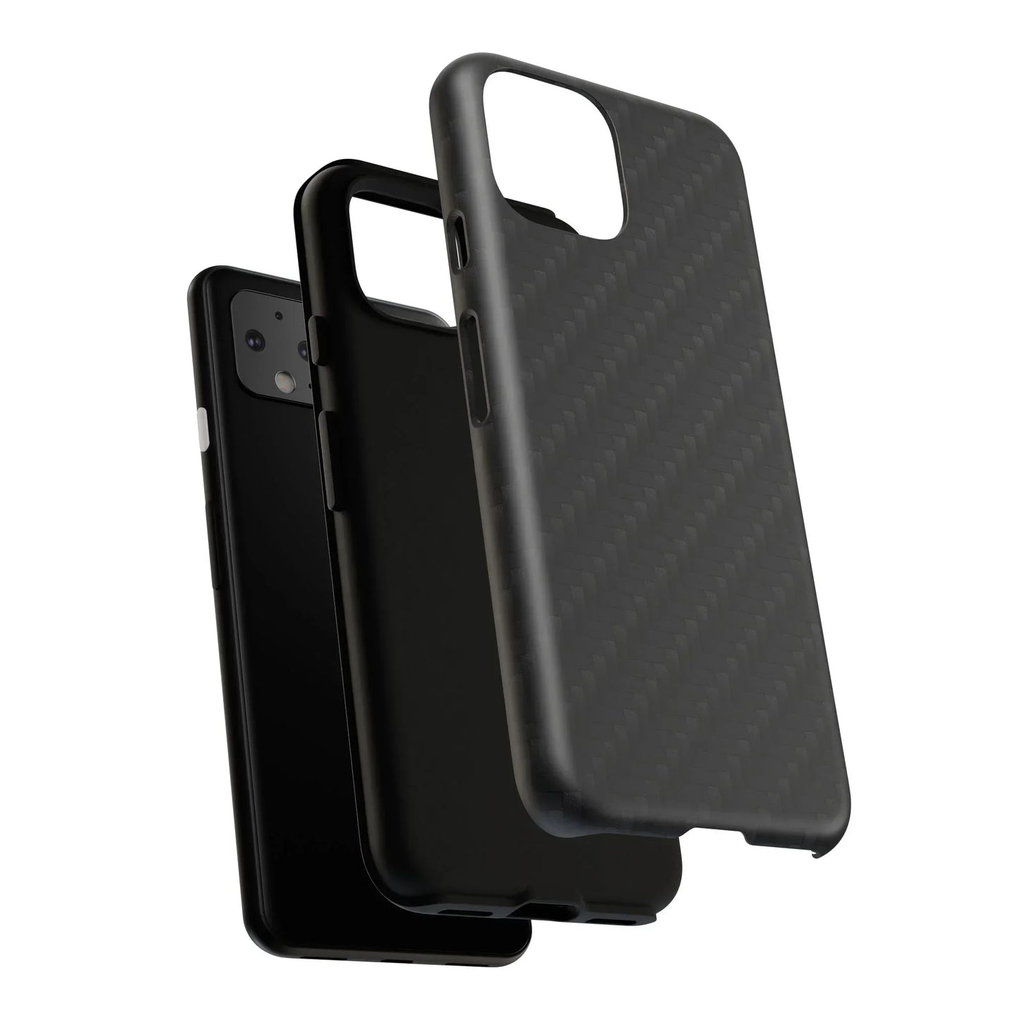 Black Carbon Phone Case Tough Case for iPhone 8-16 and Google Pixel up to 9 Models - KarArmDesign