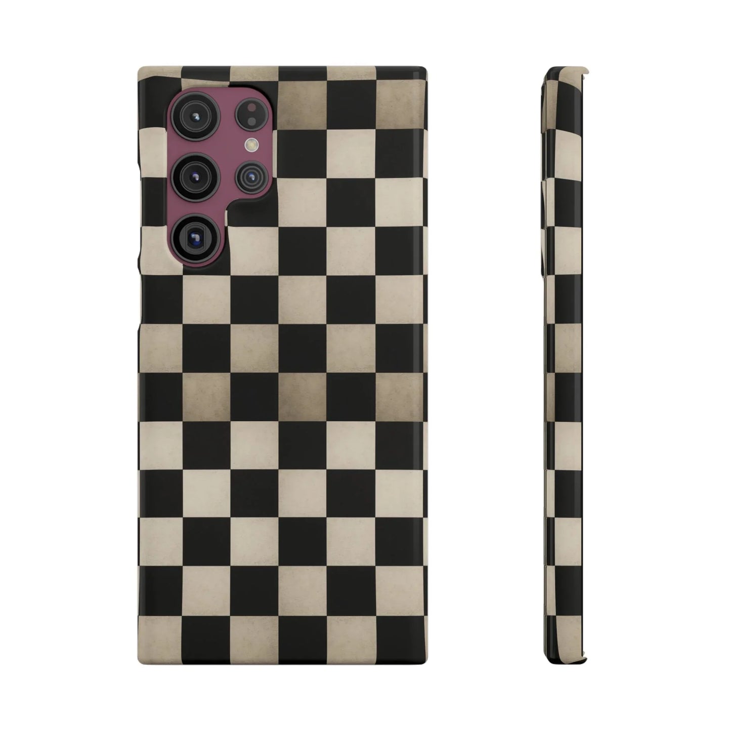 Stylish Matte Checker Phone Case for iPhone 7-16 and Samsung Galaxy S10-S24 Models - KarArmDesign