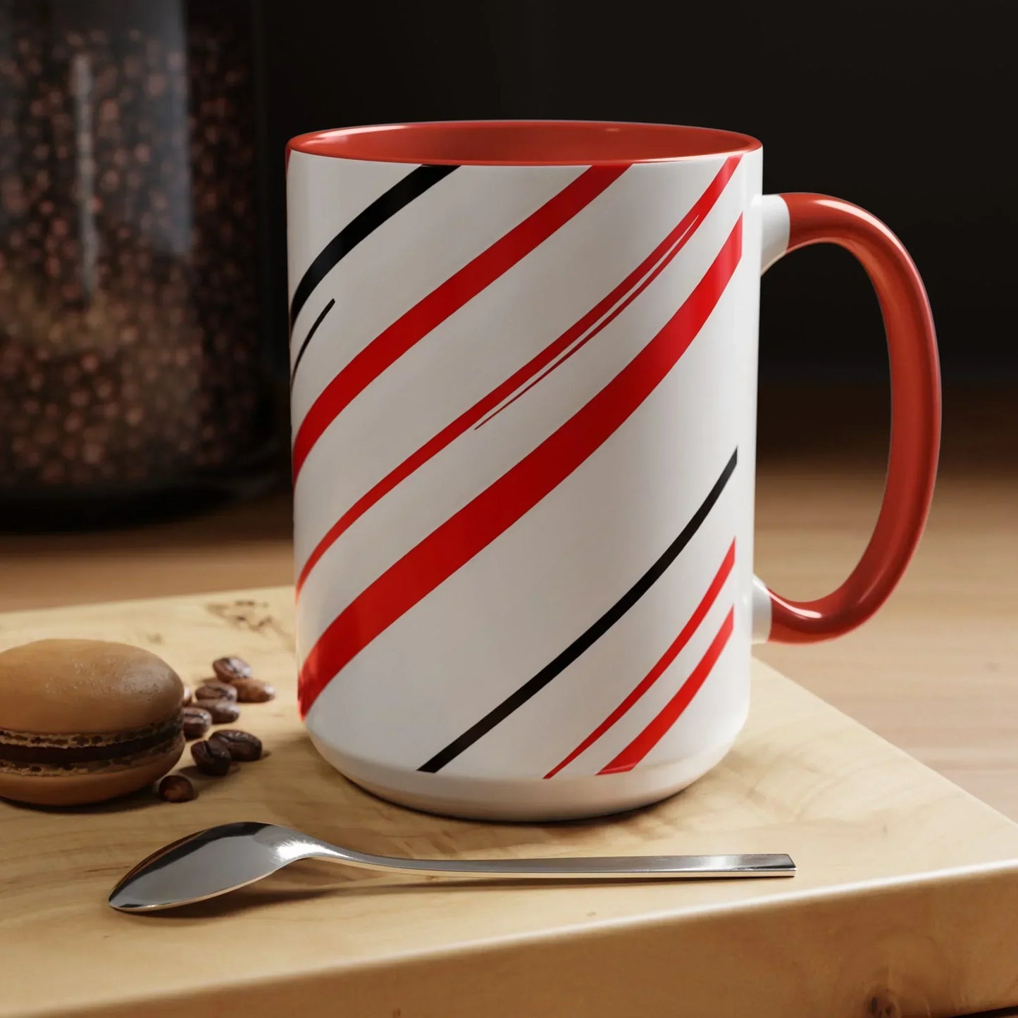 Bold Elegance – Red & Black Swirl Accent Coffee Mug - KarArmDesign